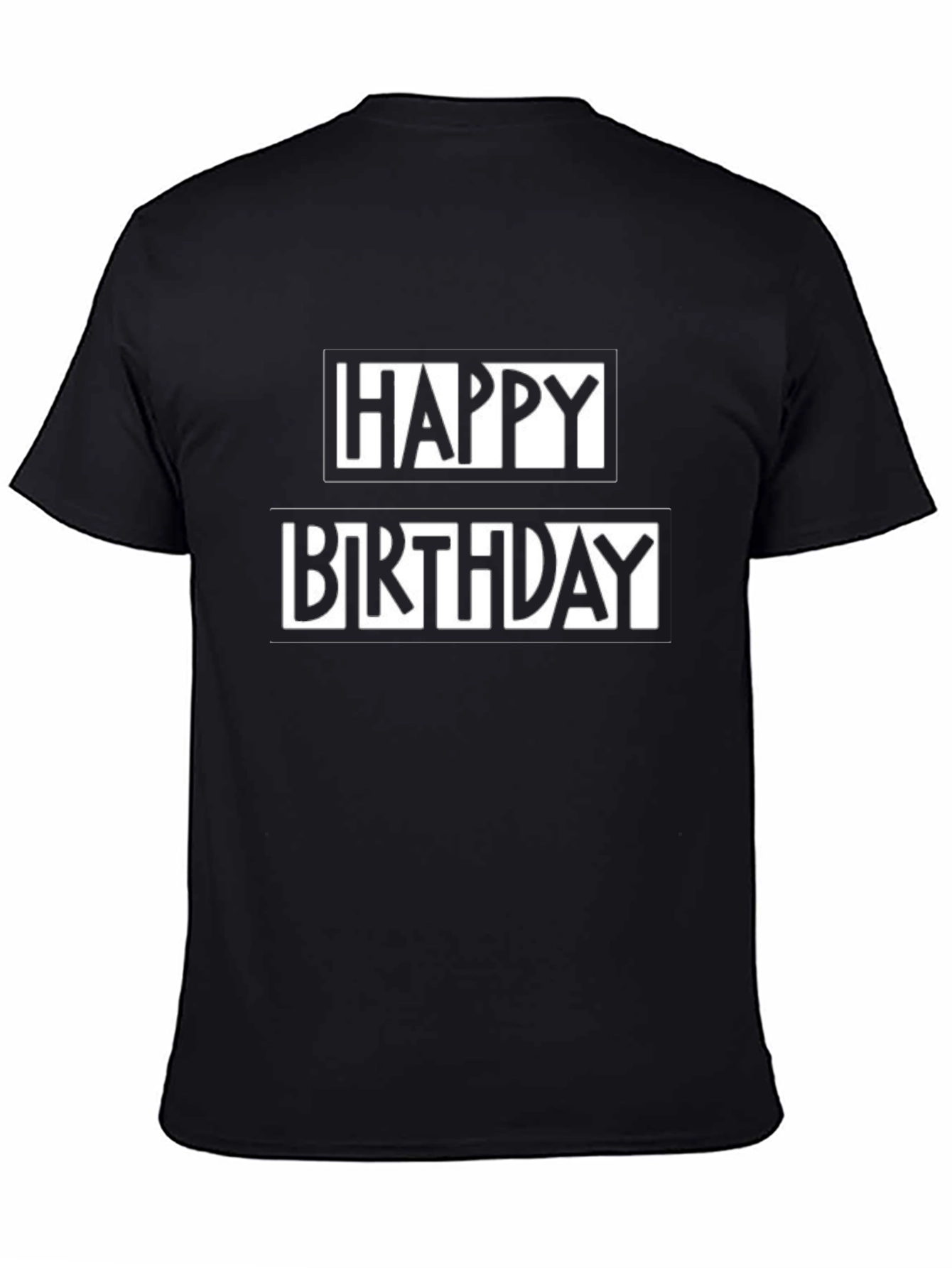 Happy Birthday Graphic Tee - Black Cotton