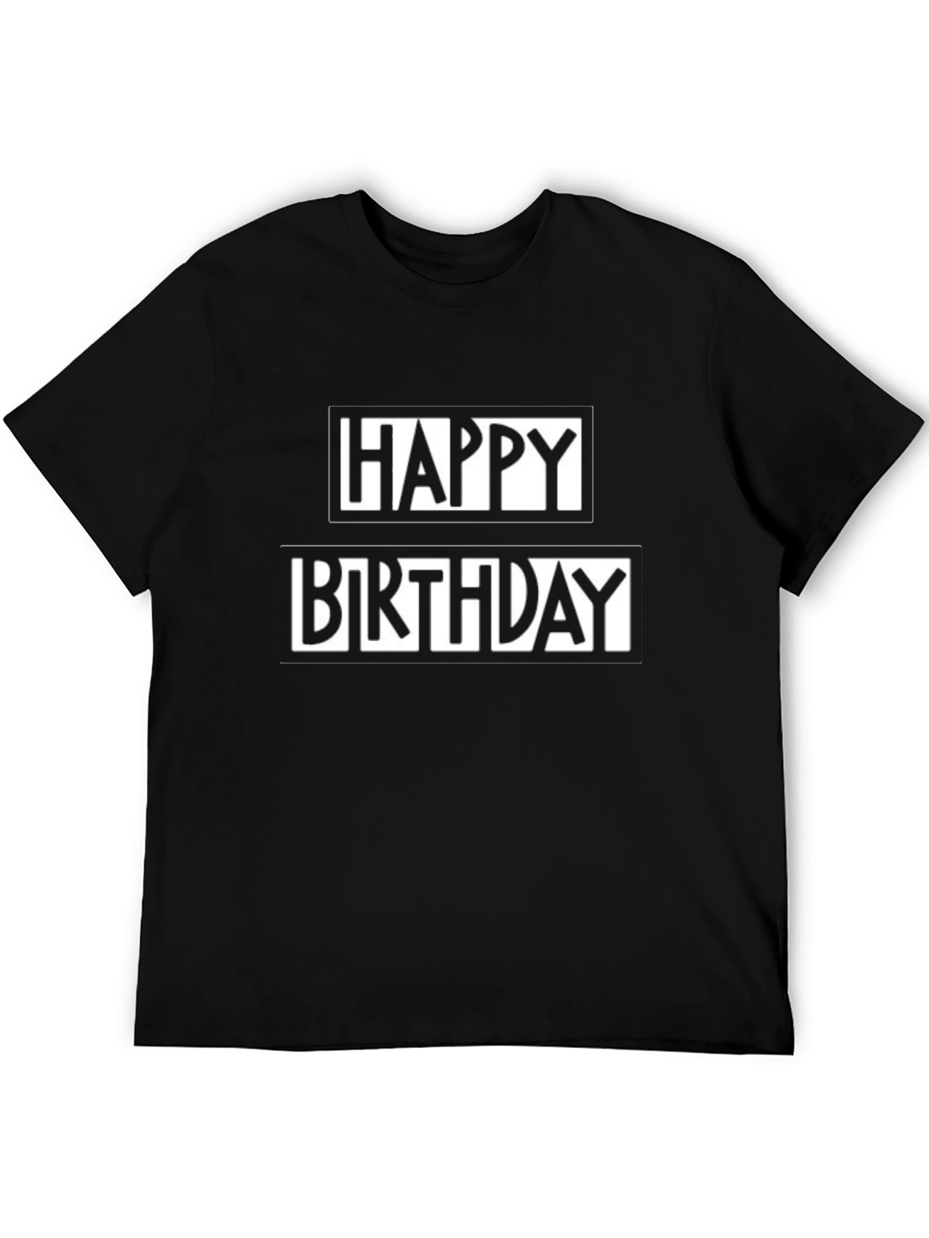 Happy Birthday Graphic Tee - Black Cotton