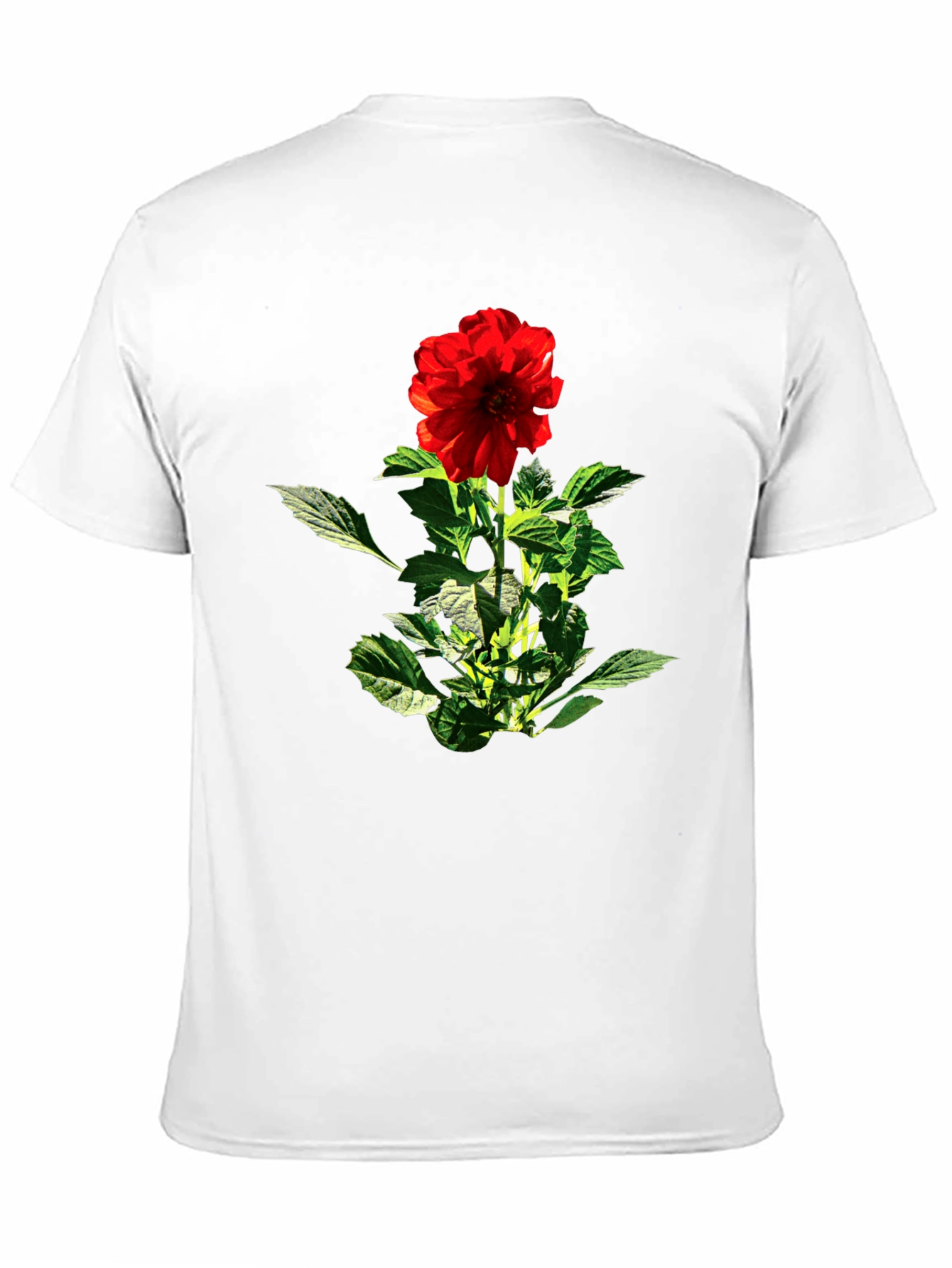 Red Flower Graphic Black T-Shirt