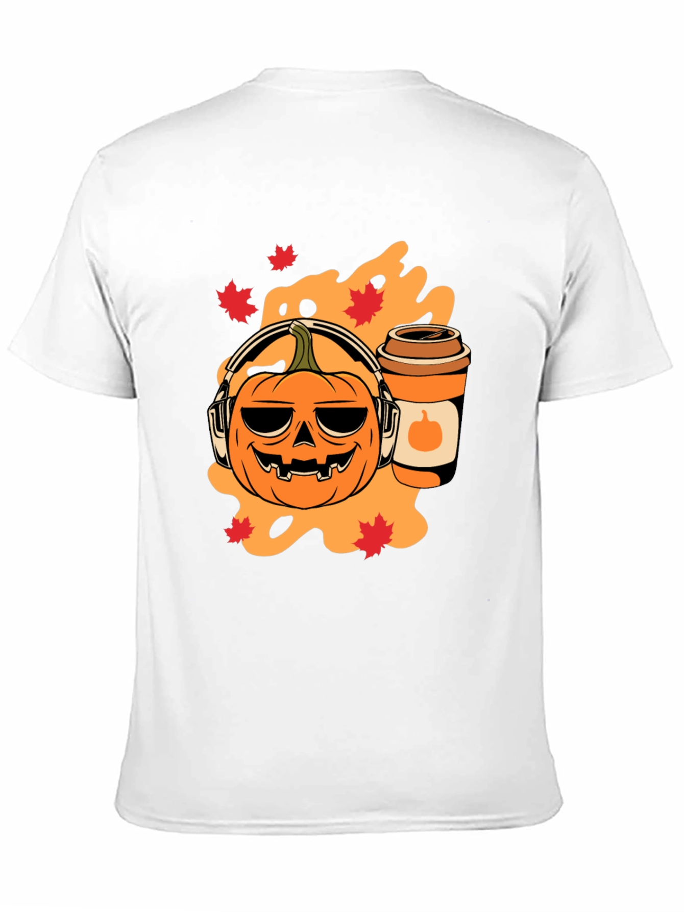 Halloween Pumpkin T-Shirt with Headphones