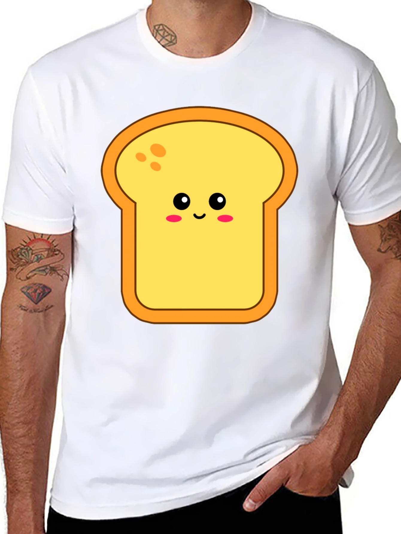 Cute Toast Graphic Tee - Black Cotton Shirt