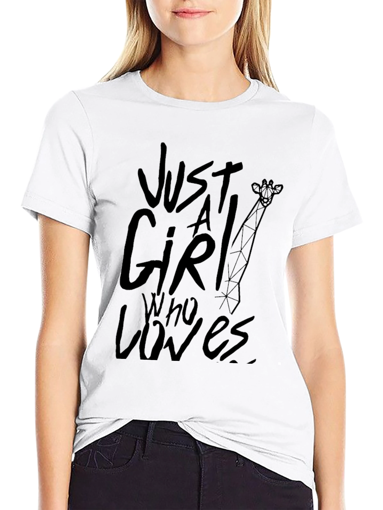 Just A Girl Who Loves Giraffes Black T-Shirt