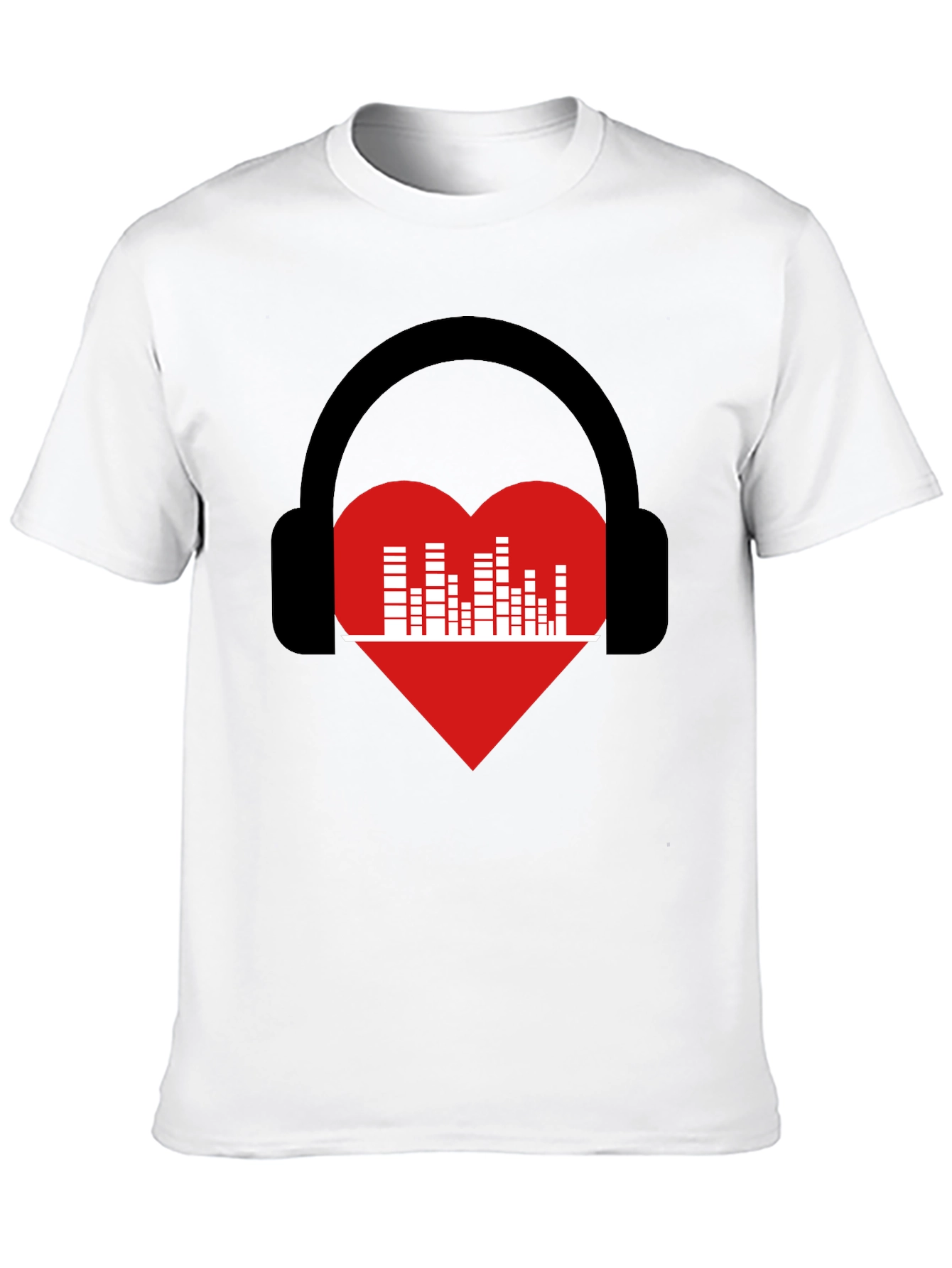 Music Lover T-Shirt - Heart Headphones Graphic Tee