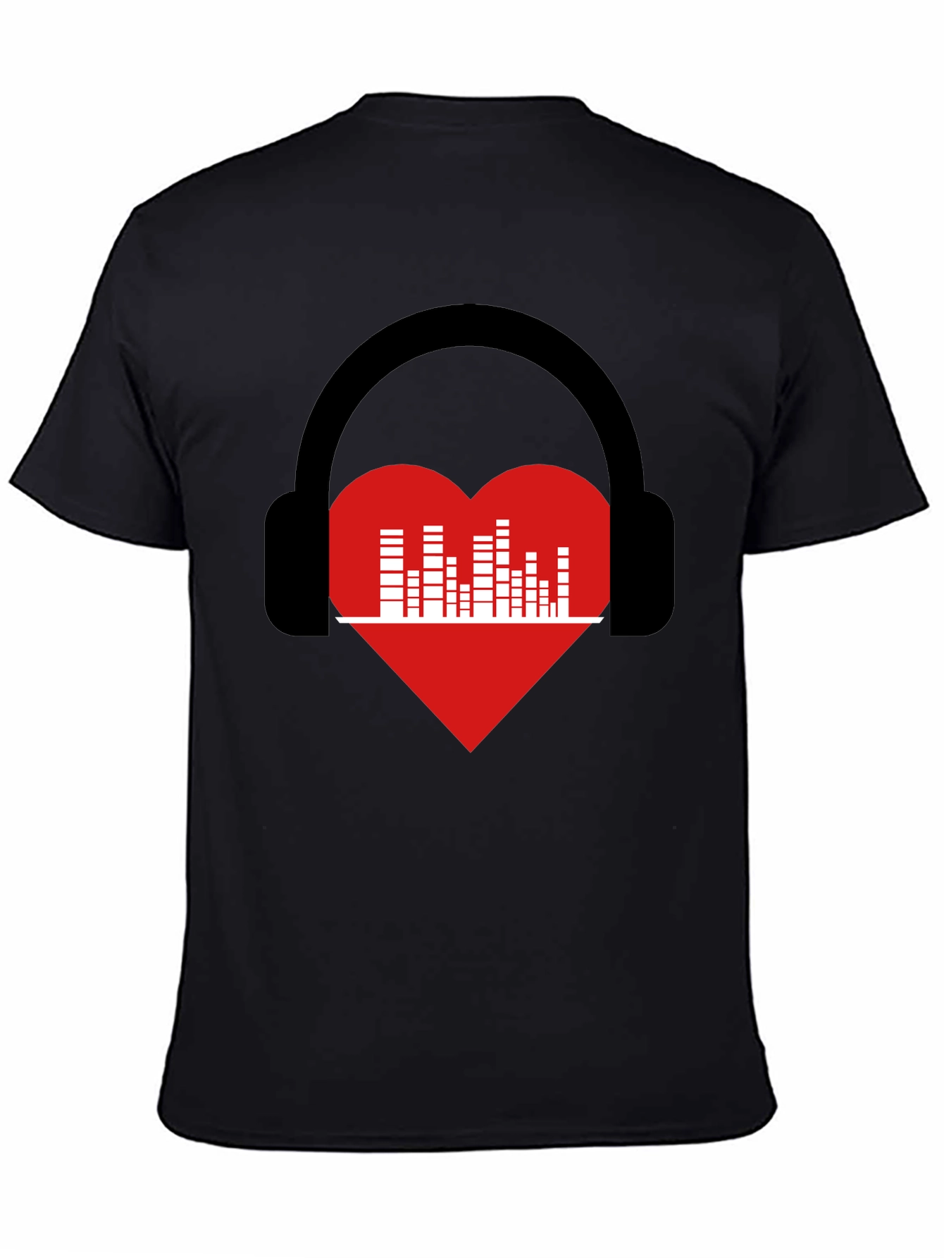Music Lover T-Shirt - Heart Headphones Graphic Tee