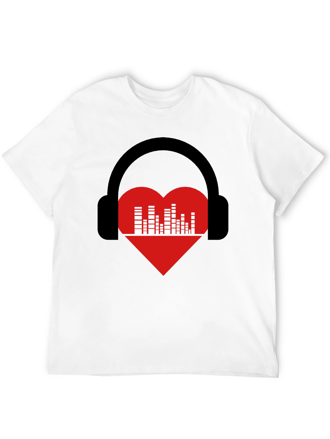 Music Lover T-Shirt - Heart Headphones Graphic Tee