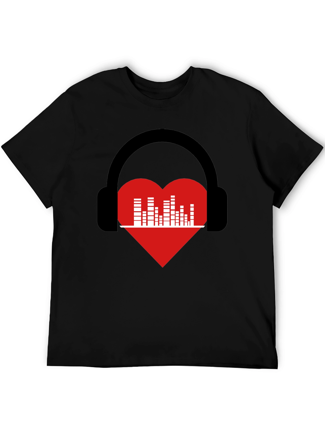 Music Lover T-Shirt - Heart Headphones Graphic Tee