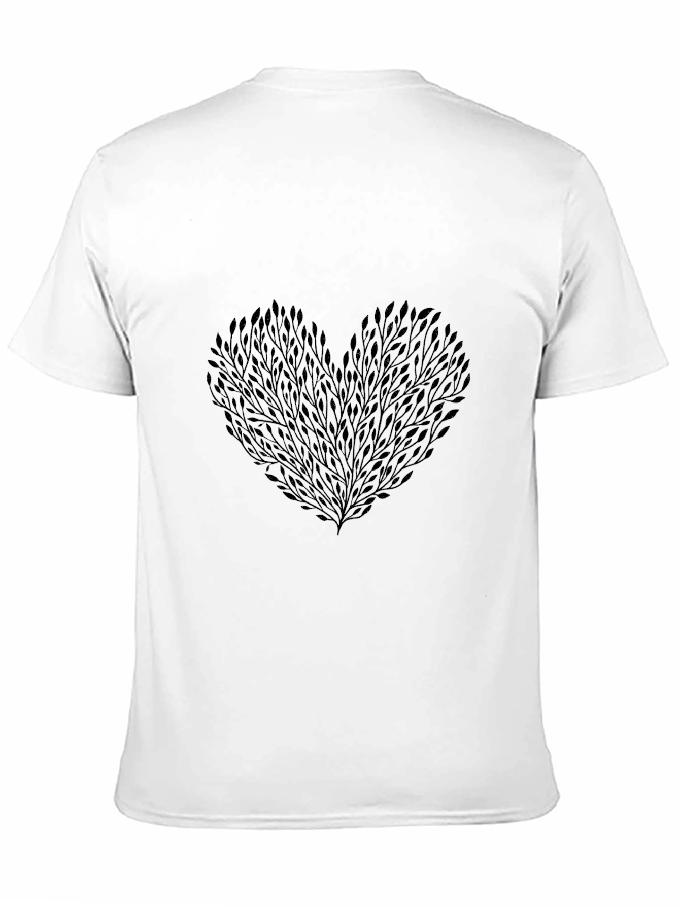 Heart Leaf Design Black T-Shirt