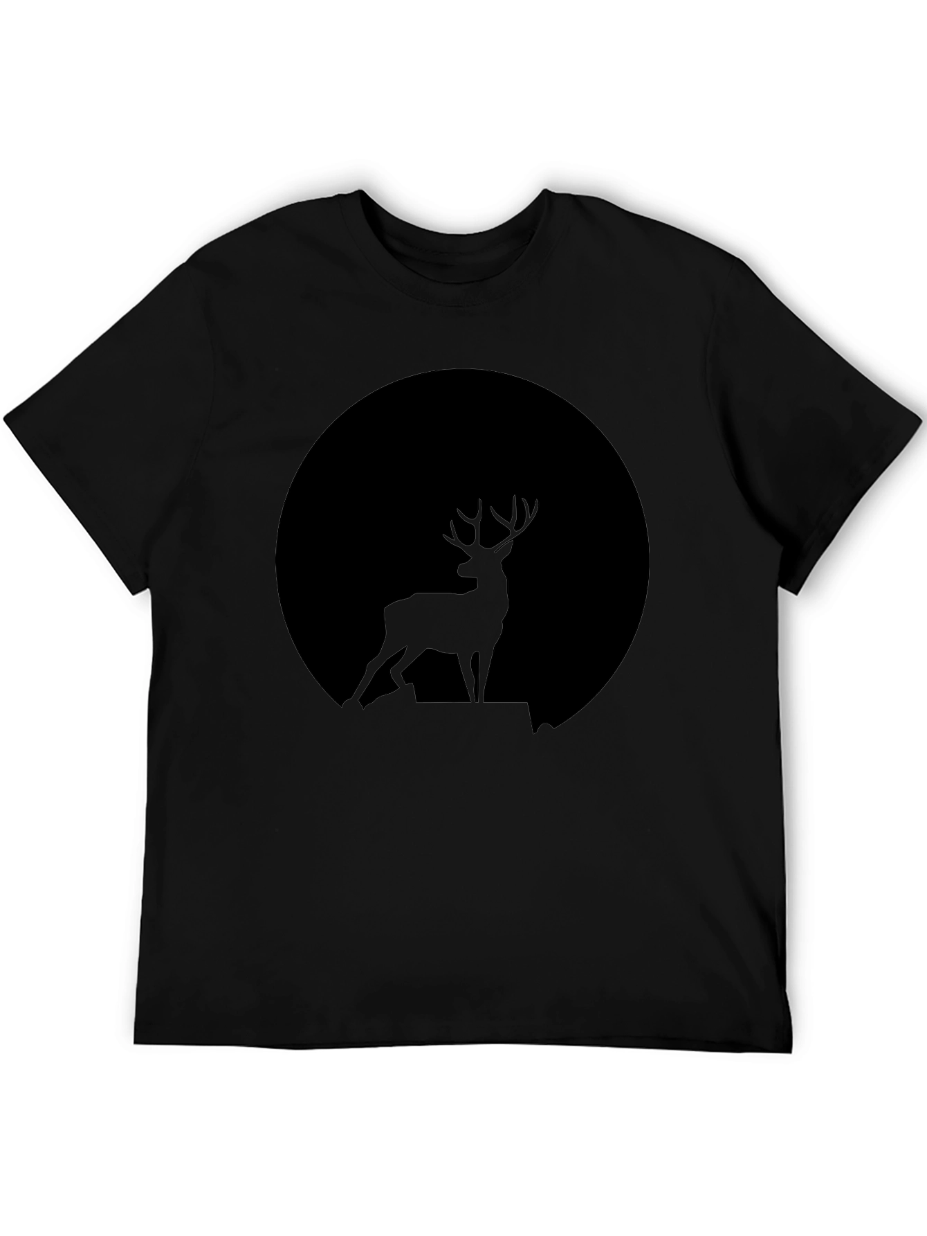 Deer Silhouette Black T-Shirt - Nature Inspired Tee