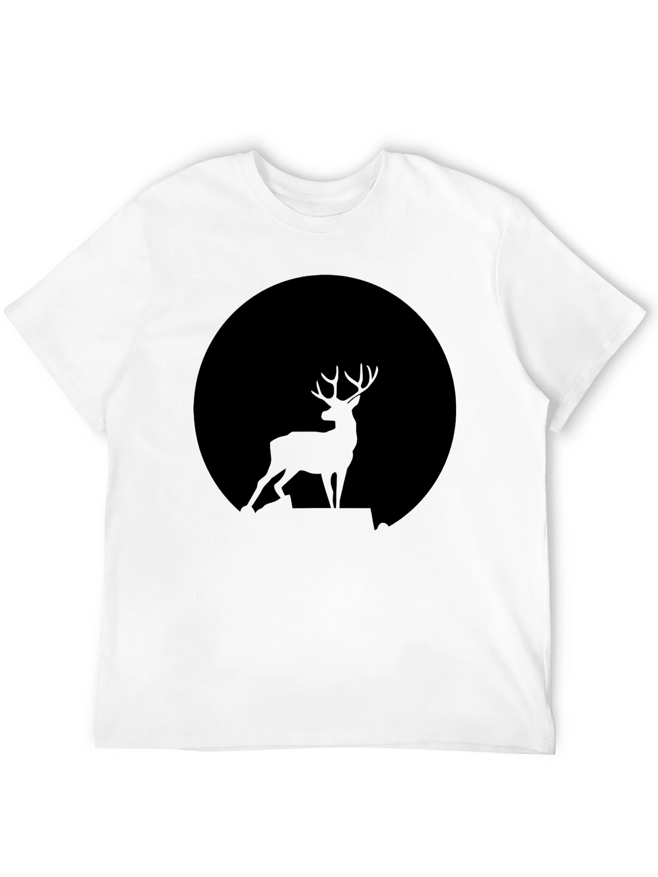 Deer Silhouette Black T-Shirt - Nature Inspired Tee