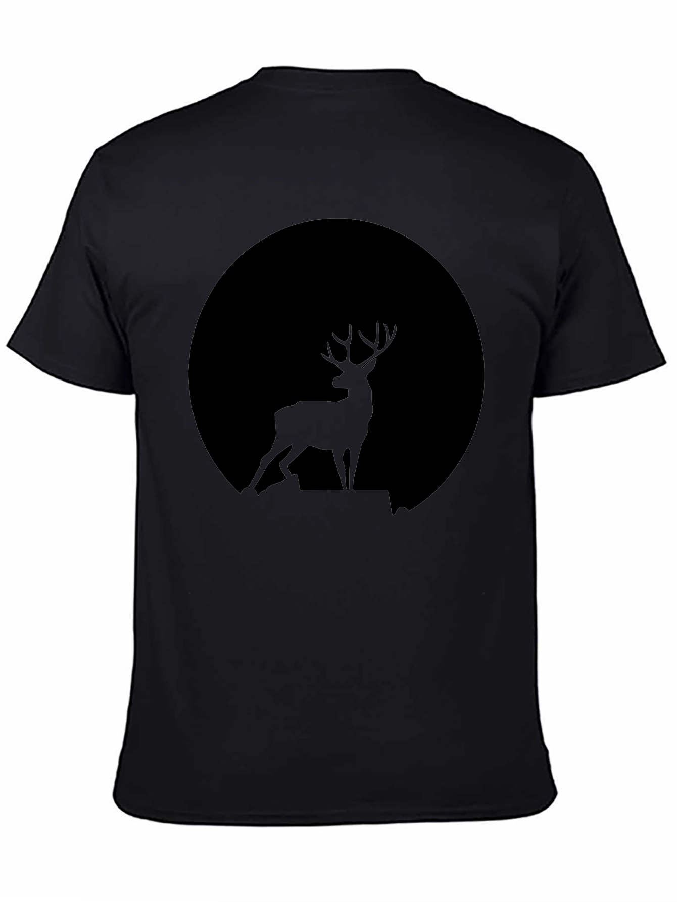 Deer Silhouette Black T-Shirt - Nature Inspired Tee