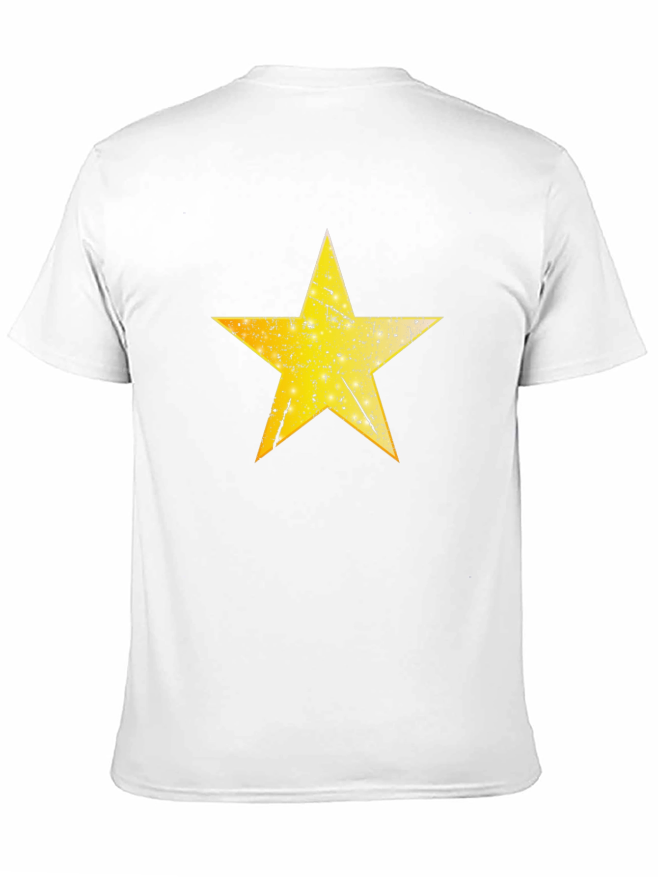 Distressed Yellow Star Graphic Black T-Shirt