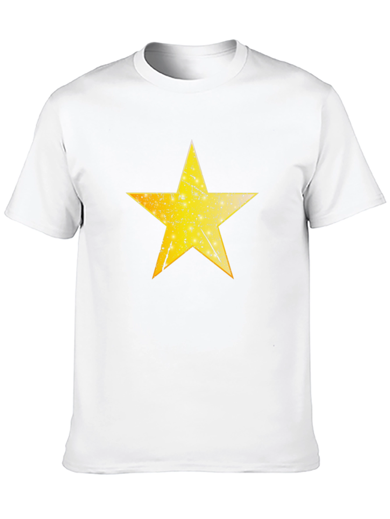 Distressed Yellow Star Graphic Black T-Shirt