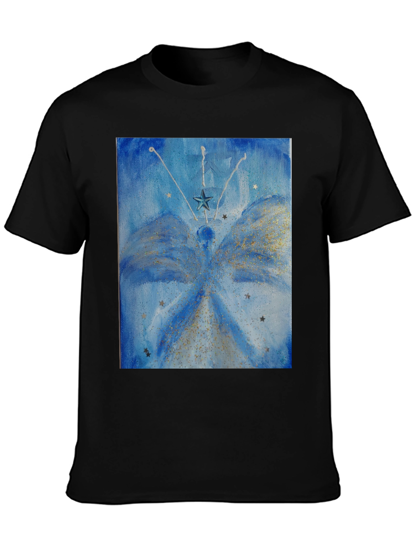 Celestial Star Angel Graphic Tee - Mens Black T-Shirt