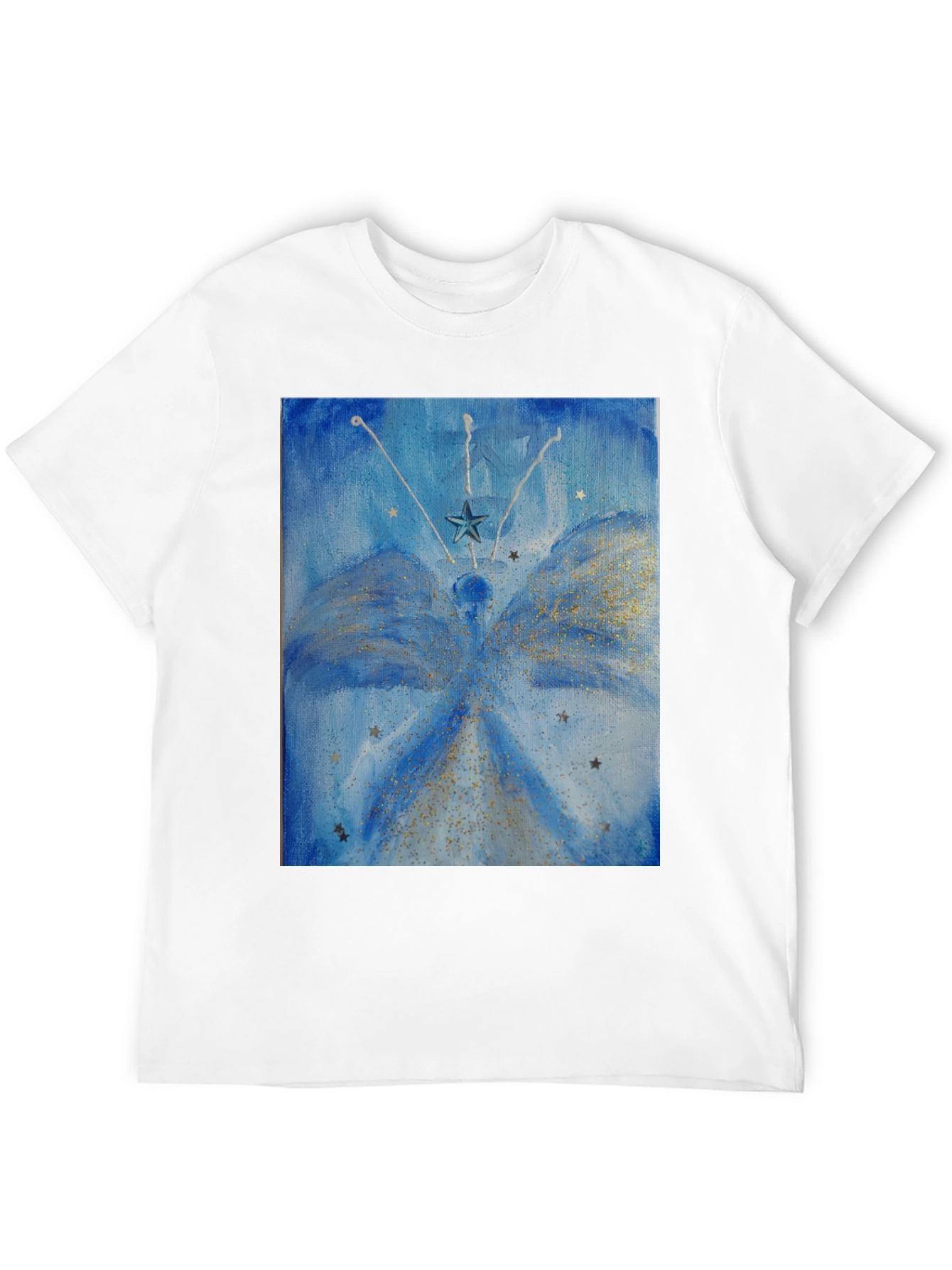 Celestial Star Angel Graphic Tee - Mens Black T-Shirt