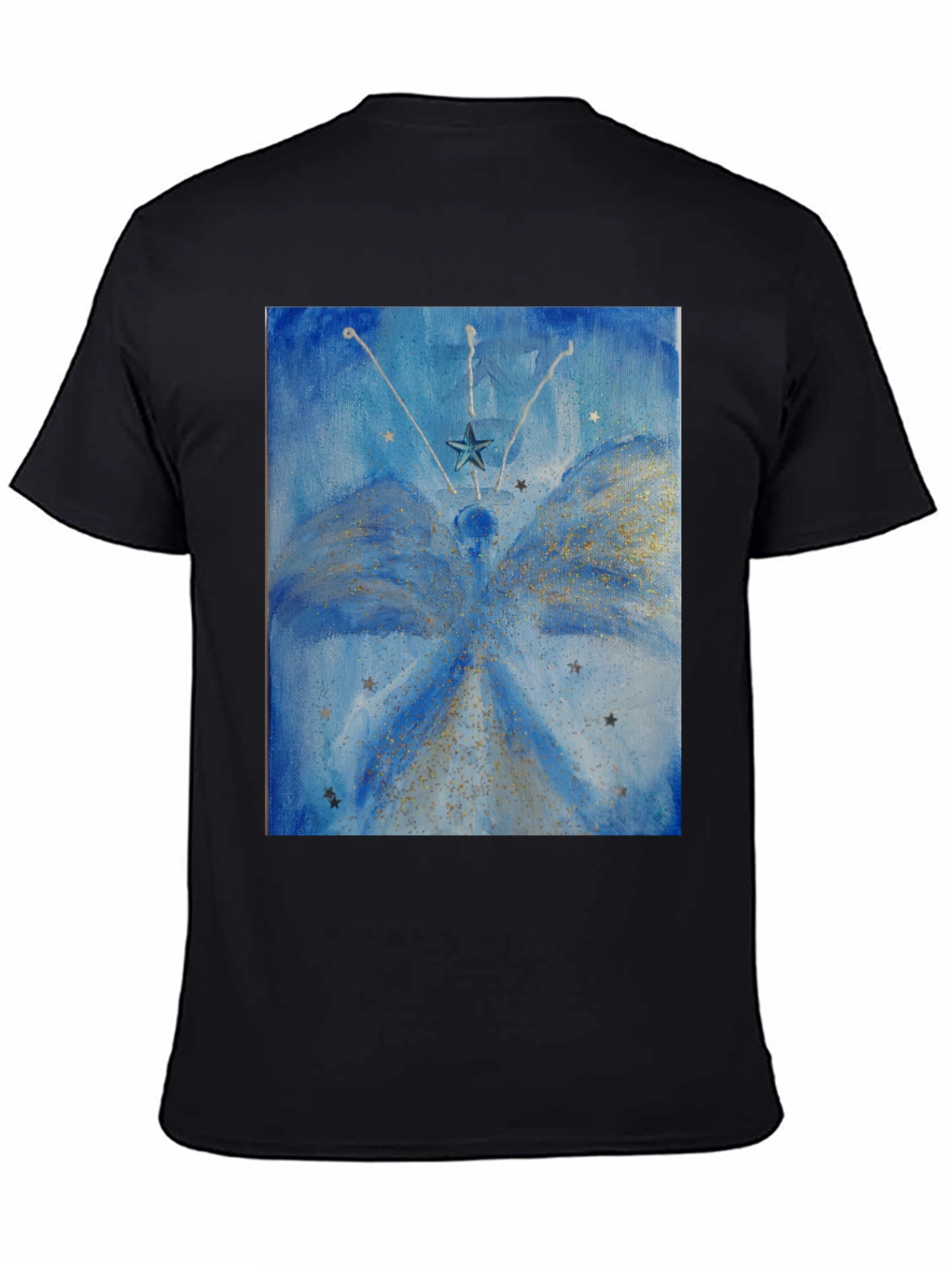 Celestial Star Angel Graphic Tee - Mens Black T-Shirt