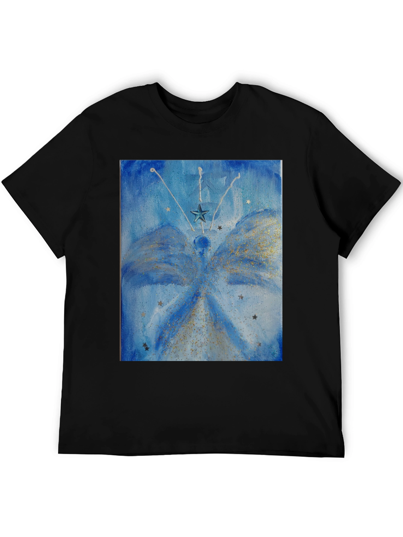 Celestial Star Angel Graphic Tee - Mens Black T-Shirt