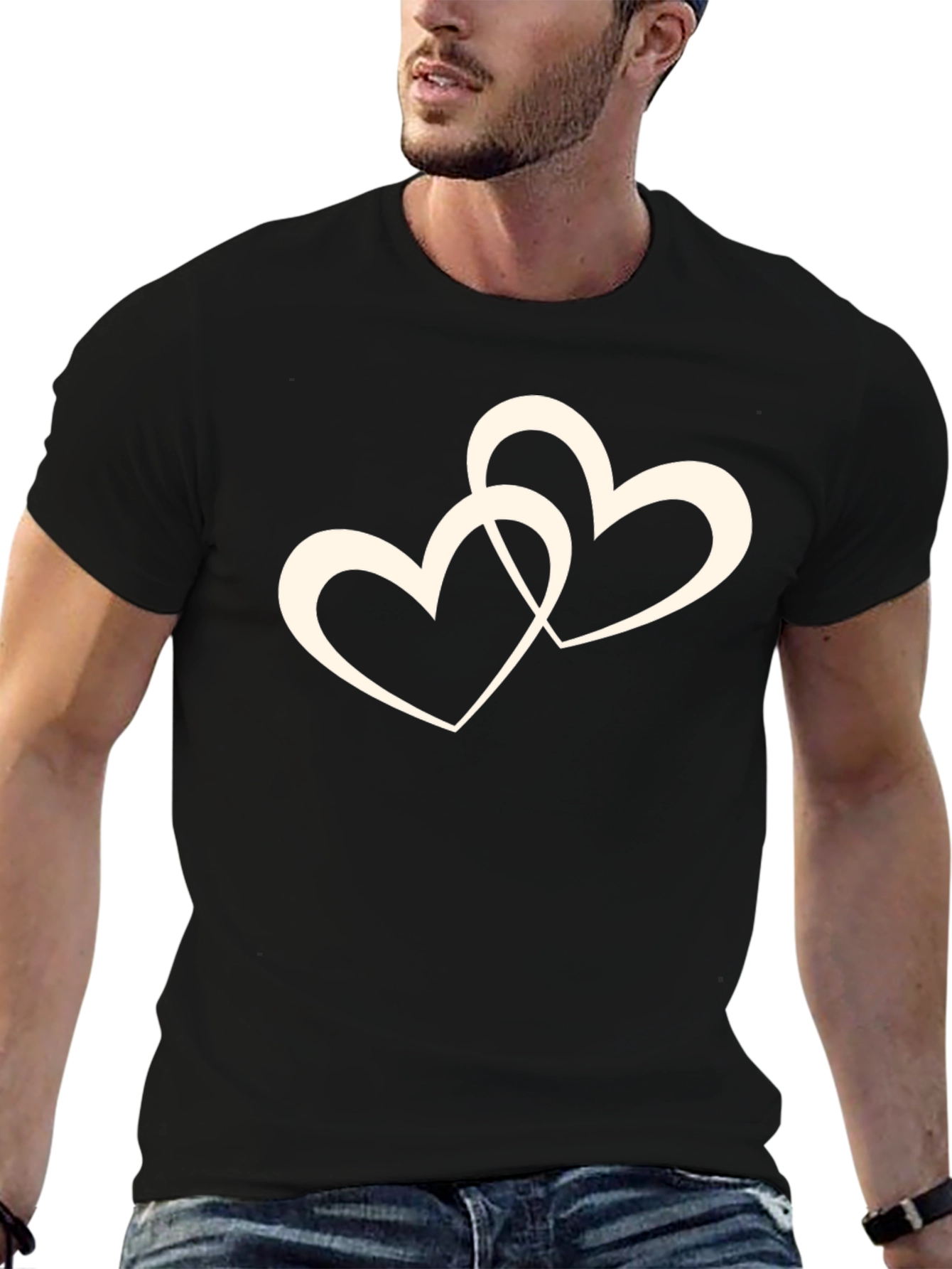 Interlocked Hearts Graphic Black T-Shirt