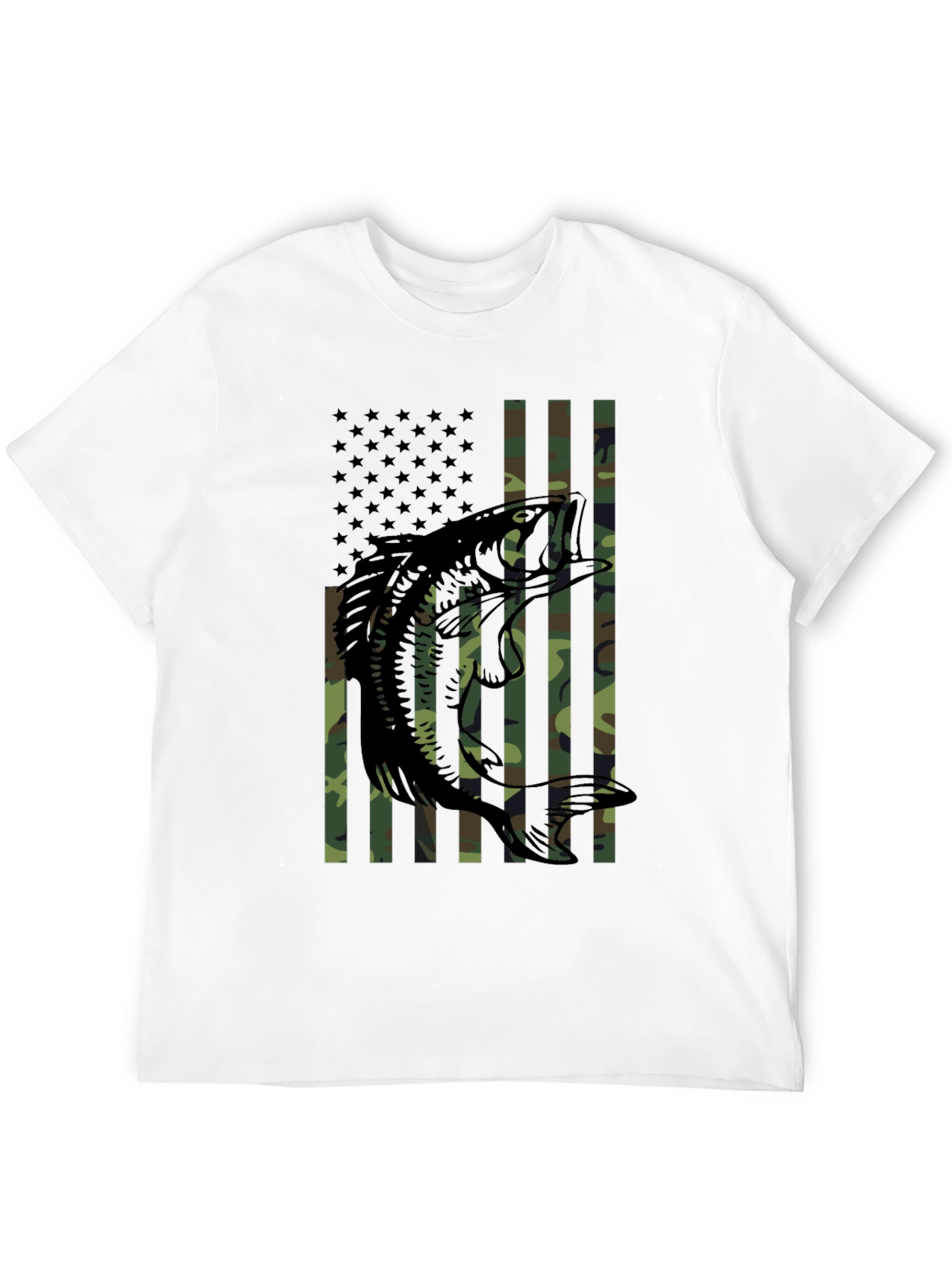 Bass Fishing Camo Flag T-Shirt