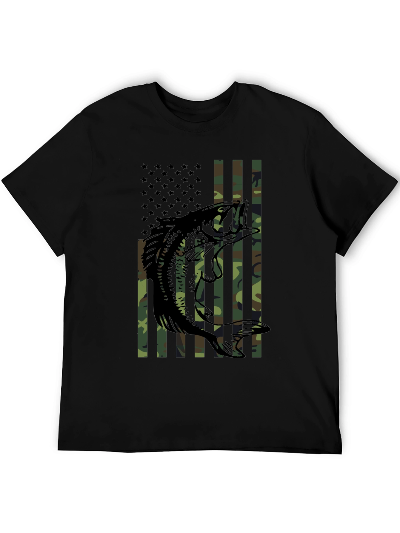 Bass Fishing Camo Flag T-Shirt