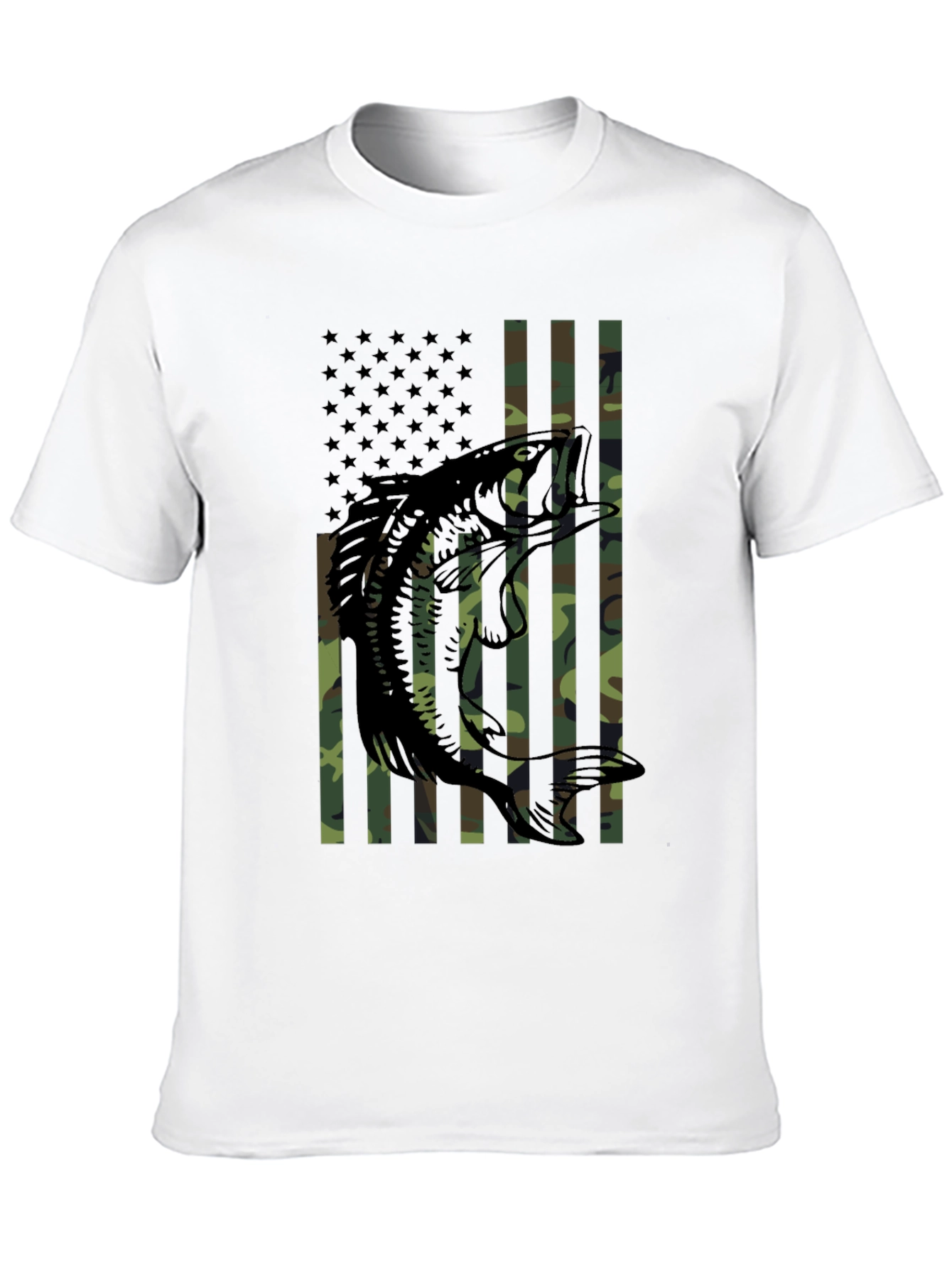 Bass Fishing Camo Flag T-Shirt