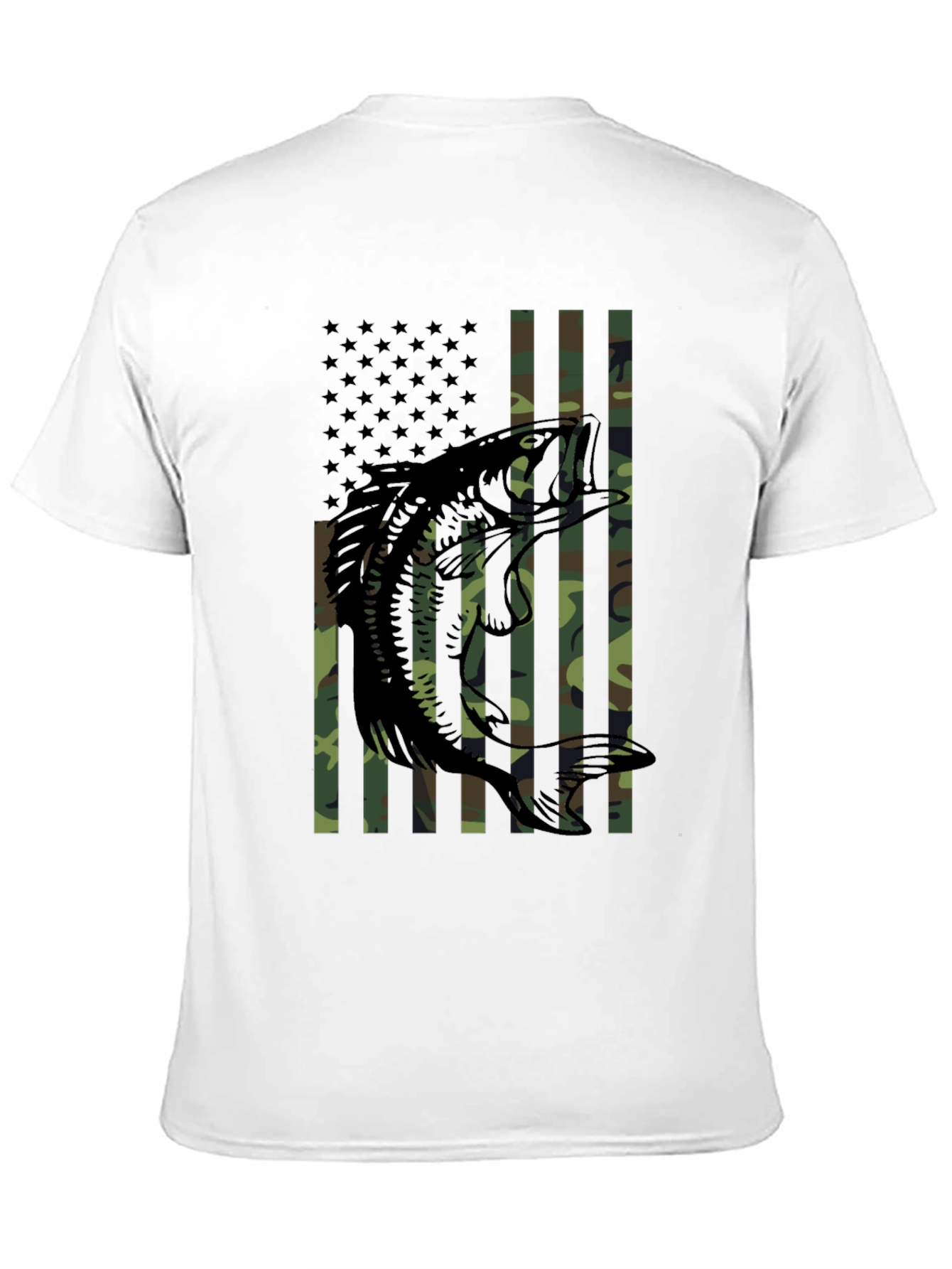 Bass Fishing Camo Flag T-Shirt