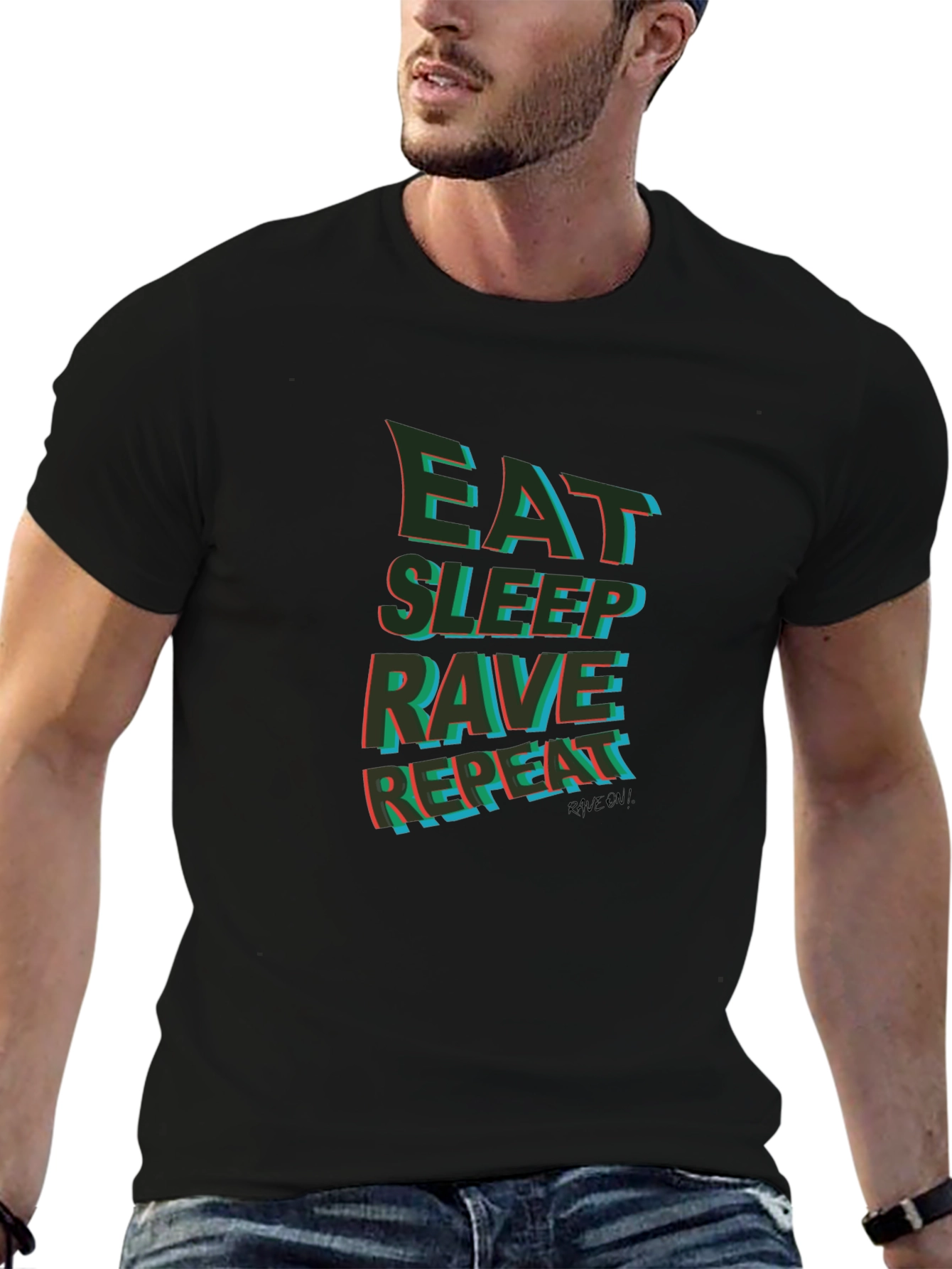 Eat Sleep Rave Repeat Graphic Tee - Black