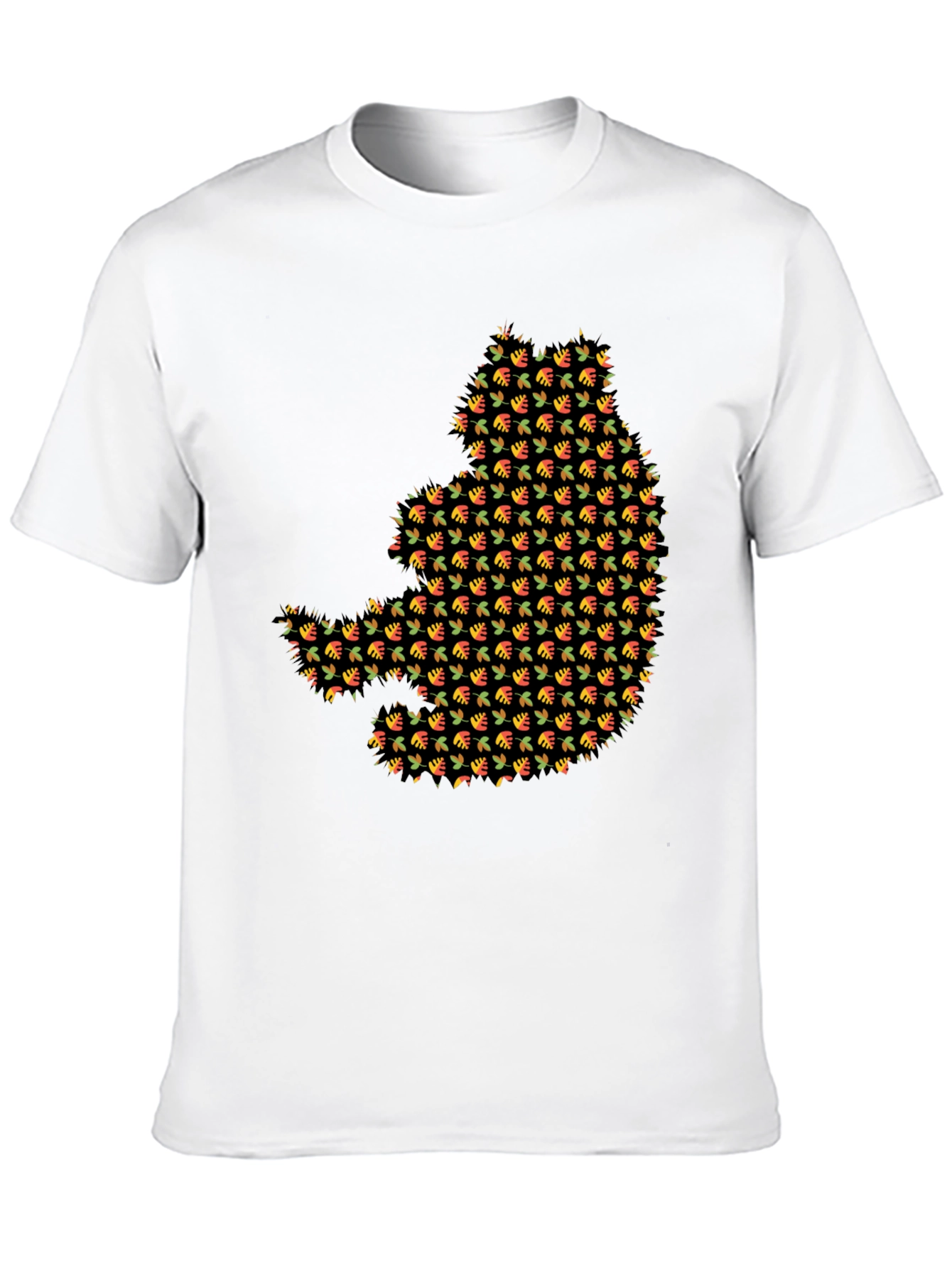Autumn Leaf Pattern Black T-Shirt