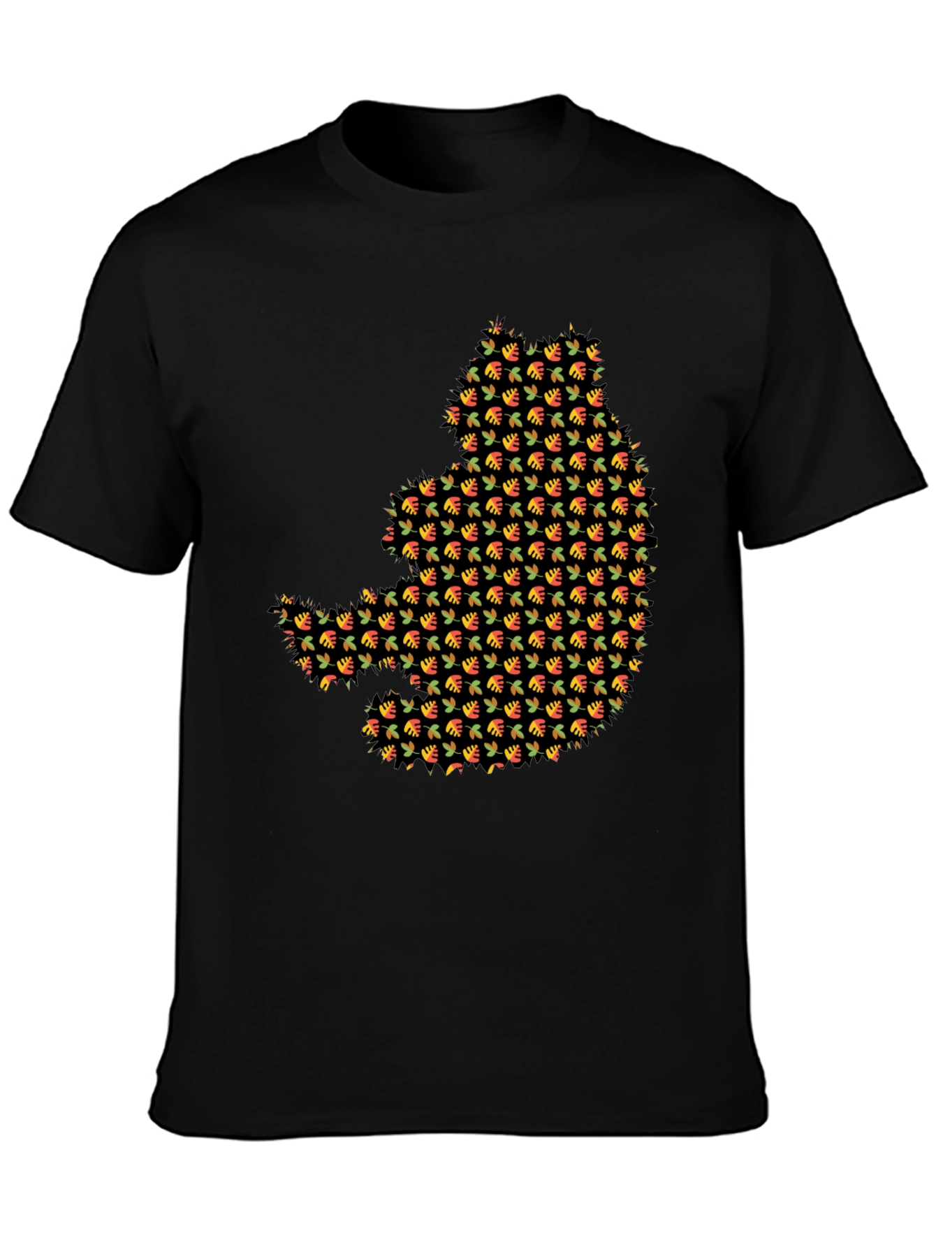 Autumn Leaf Pattern Black T-Shirt