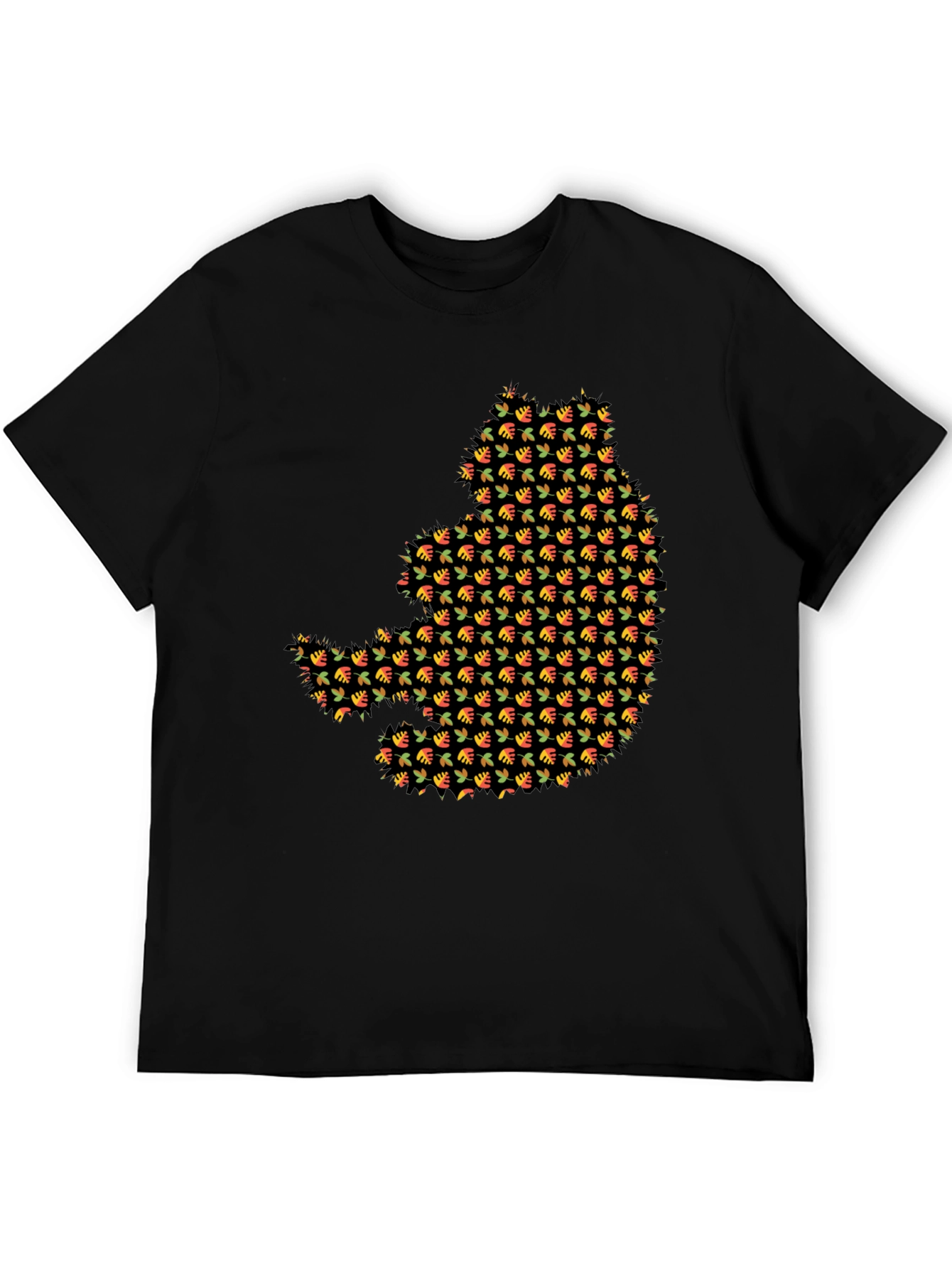 Autumn Leaf Pattern Black T-Shirt