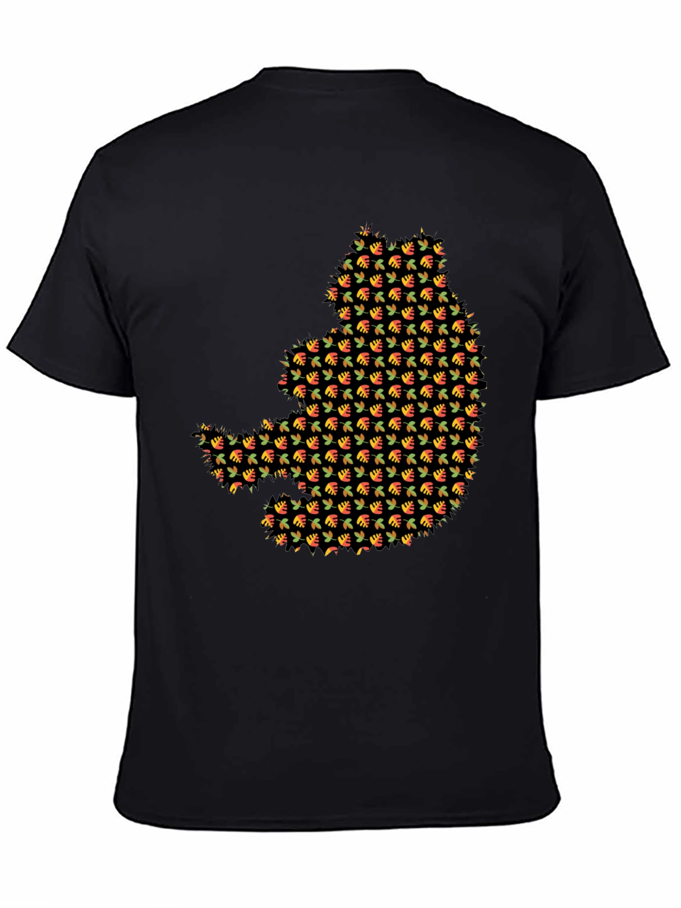 Autumn Leaf Pattern Black T-Shirt
