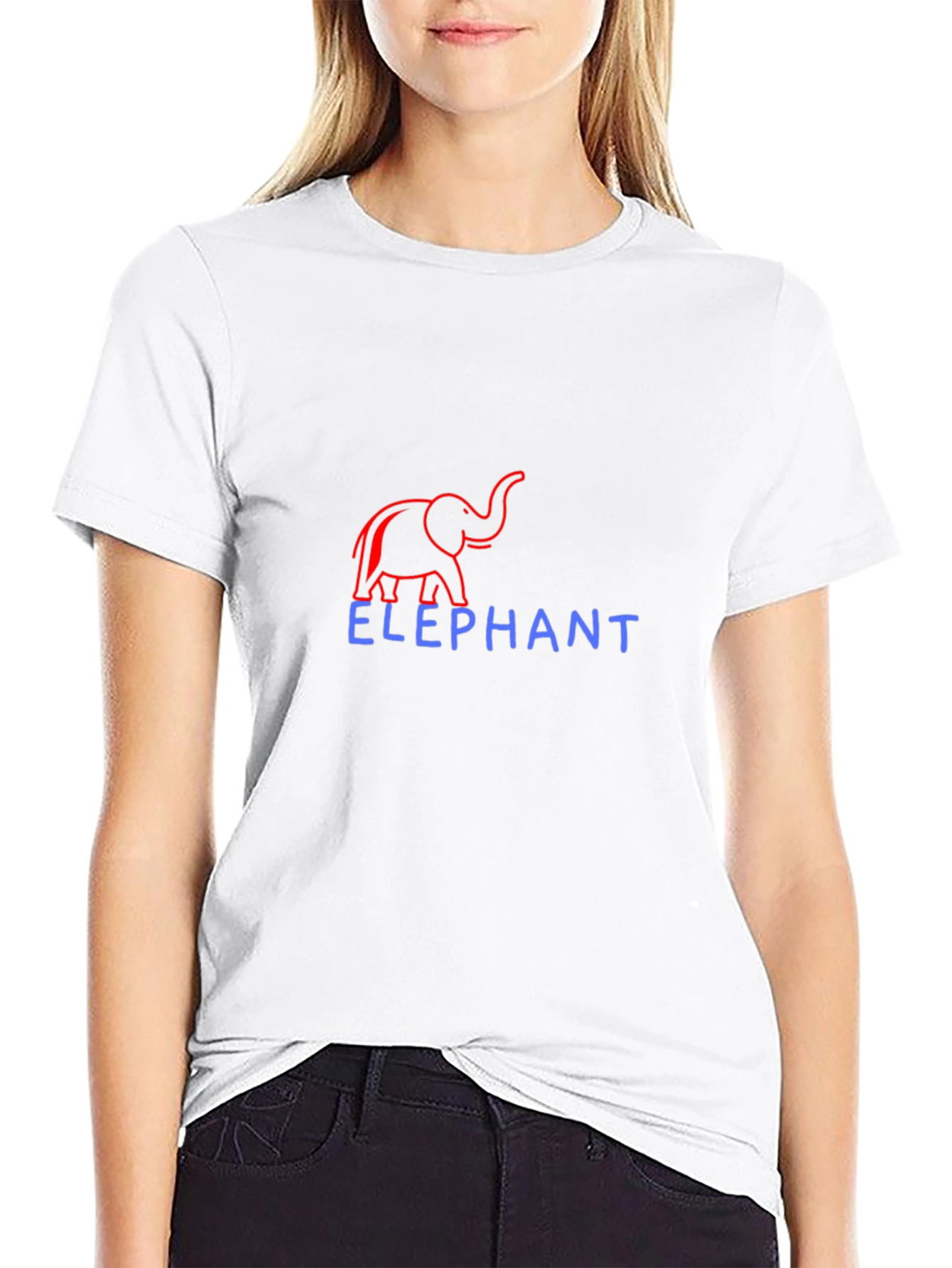 Elephant Graphic Print Crew Neck T-Shirt