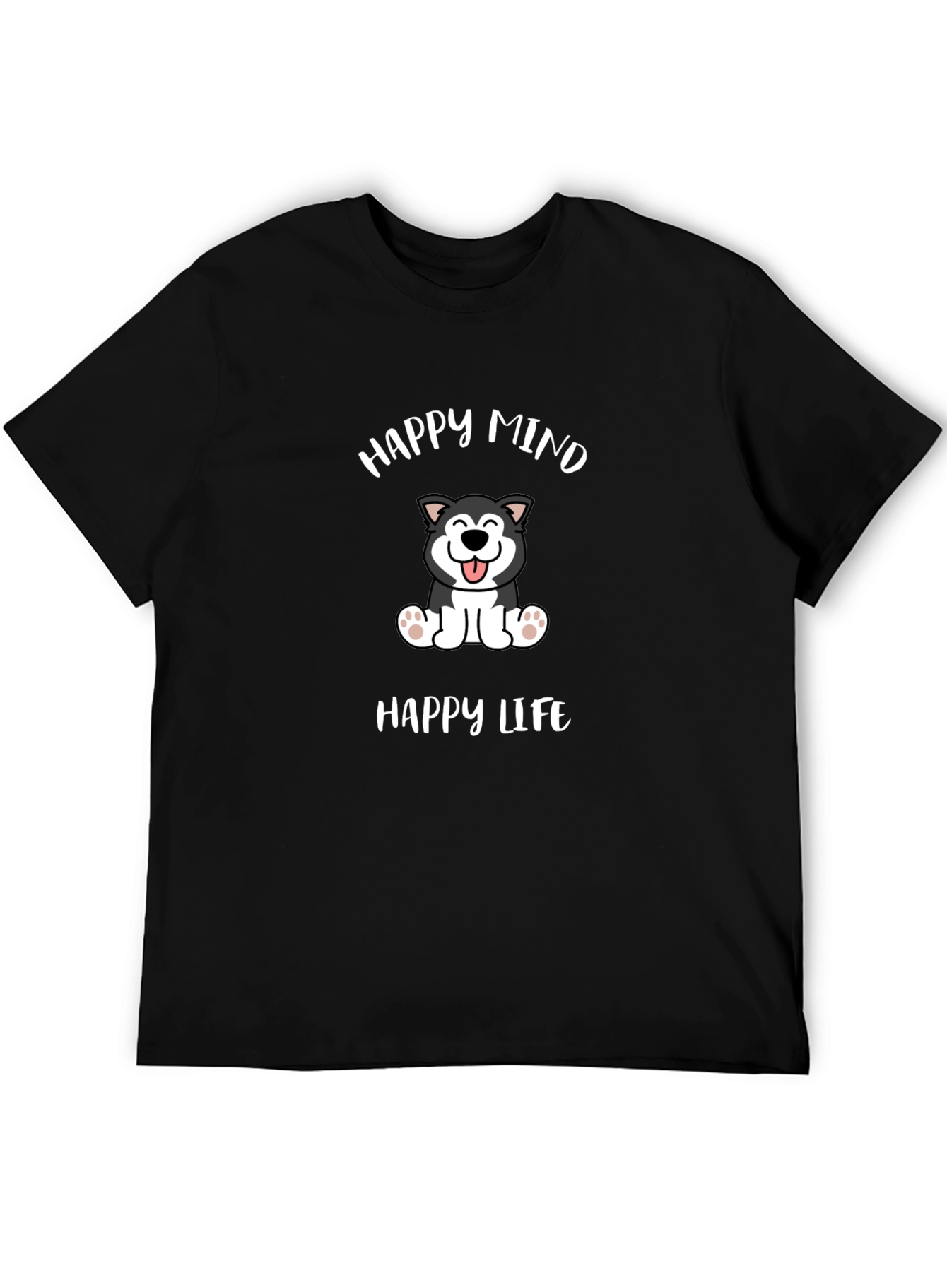 Happy Mind Happy Life Dog Graphic T-Shirt