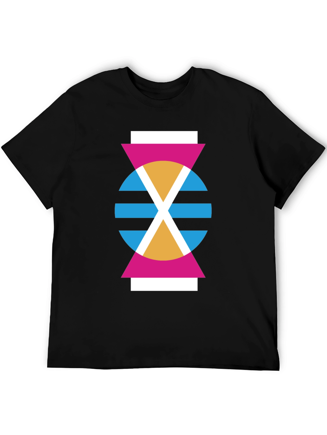 Geometric Abstract Design Black T-Shirt