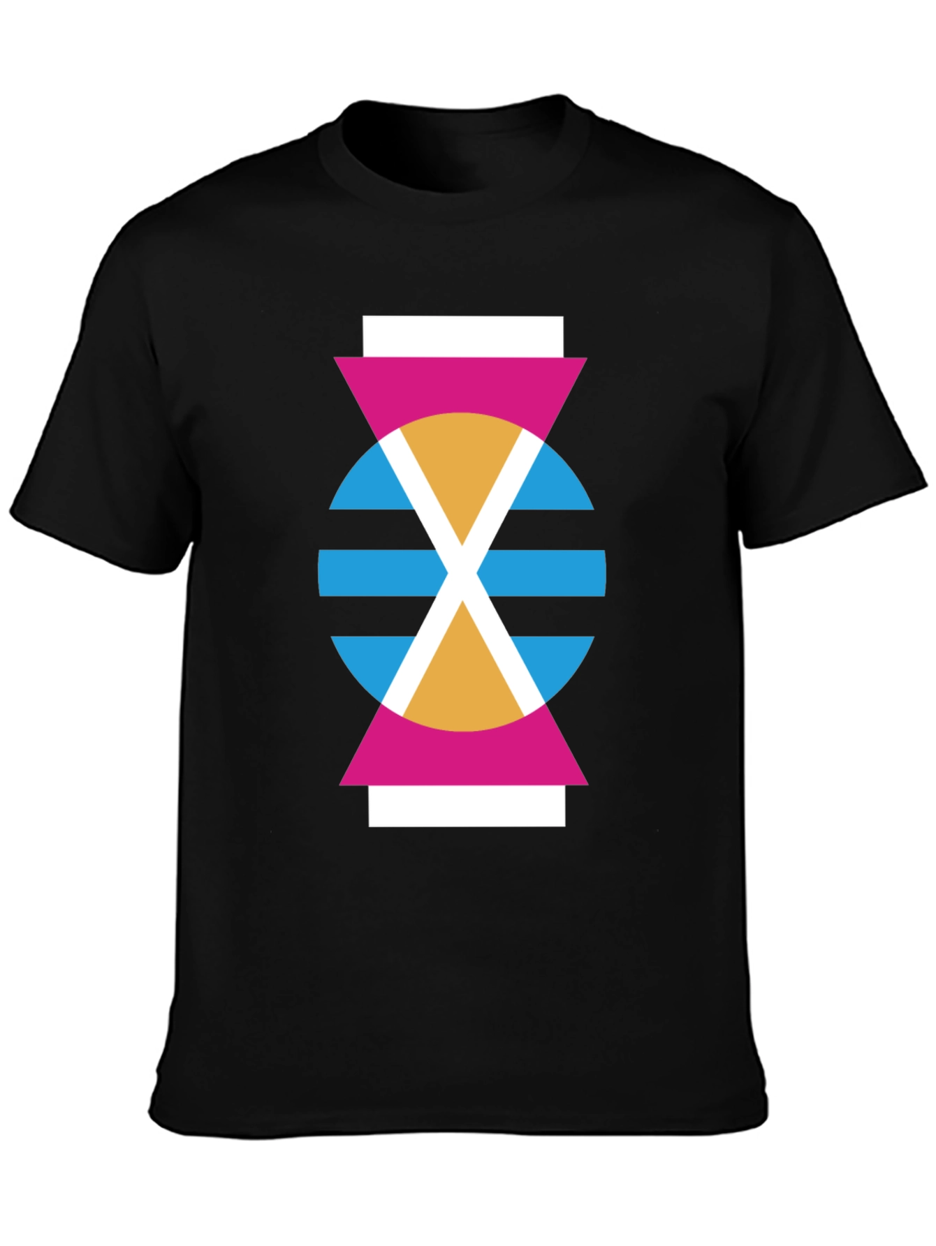 Geometric Abstract Design Black T-Shirt