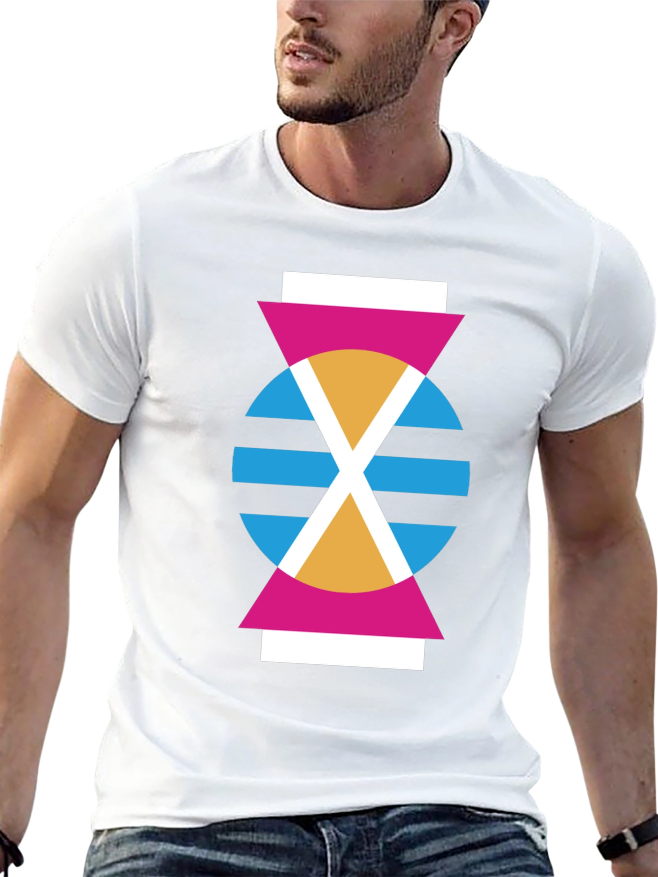 Geometric Abstract Design Black T-Shirt