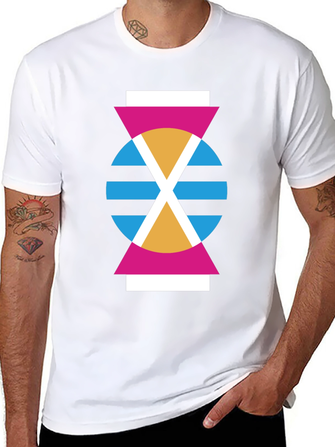 Geometric Abstract Design Black T-Shirt