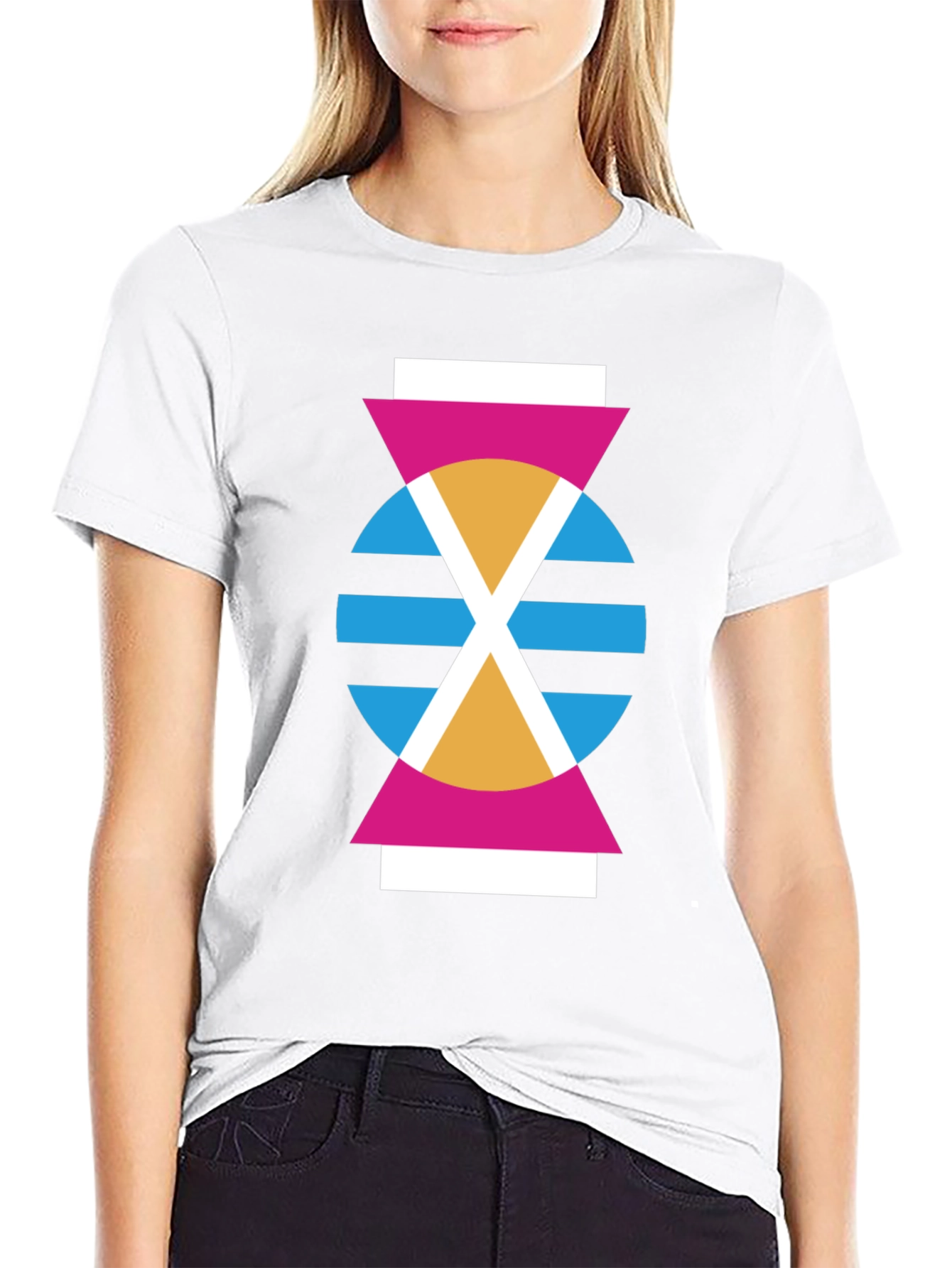 Geometric Abstract Design Black T-Shirt