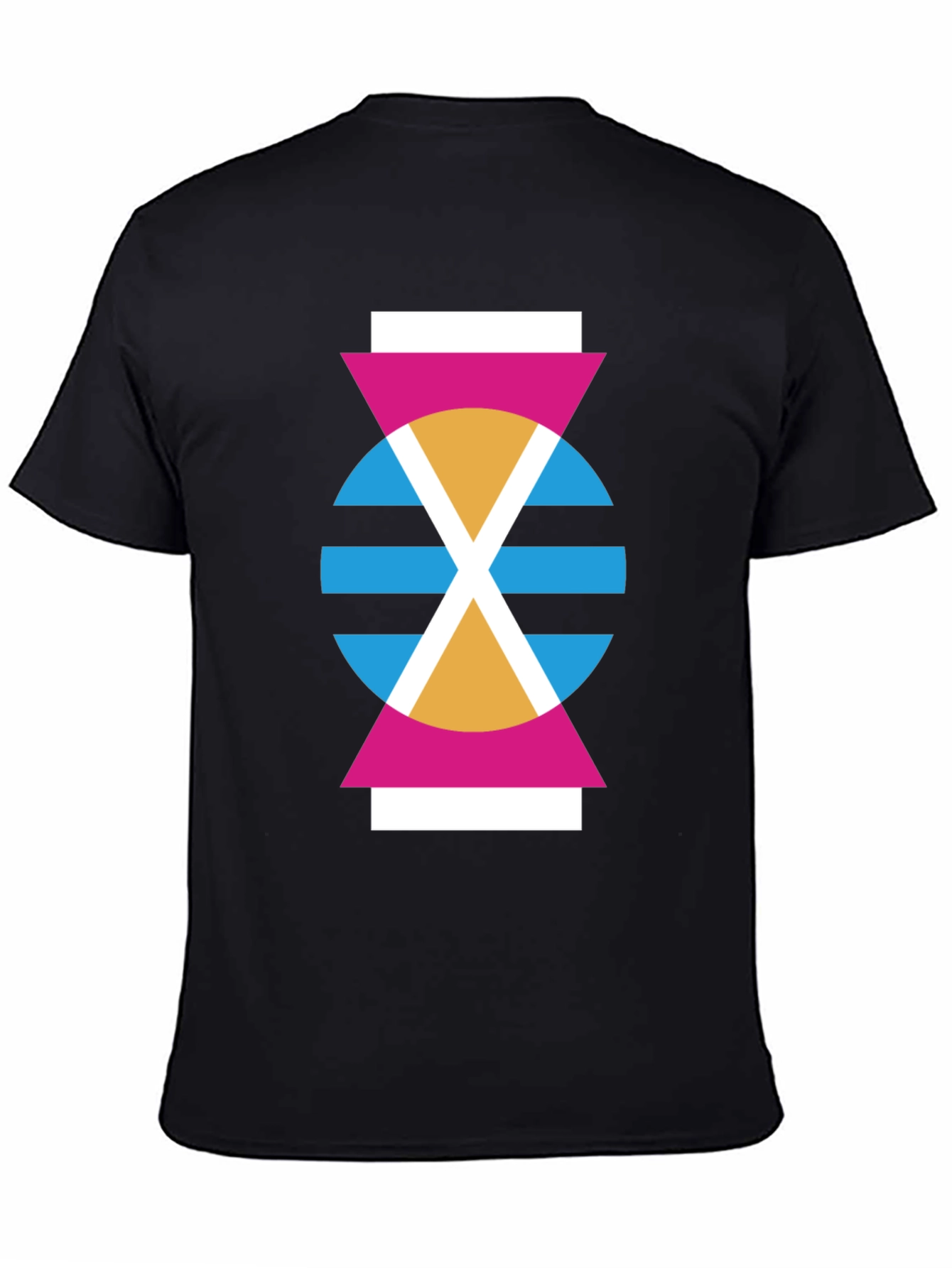 Geometric Abstract Design Black T-Shirt