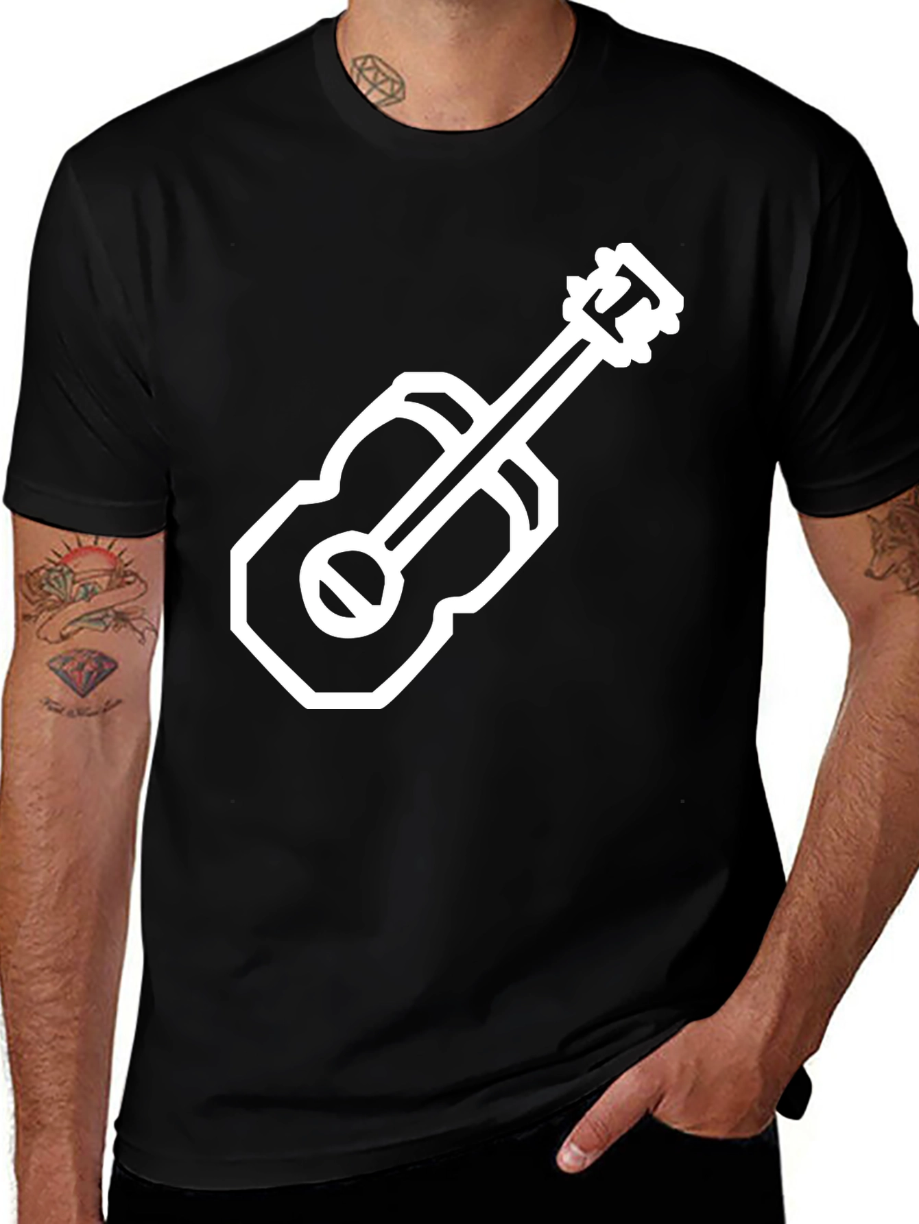 Modern Guitar Graphic Tee - Black