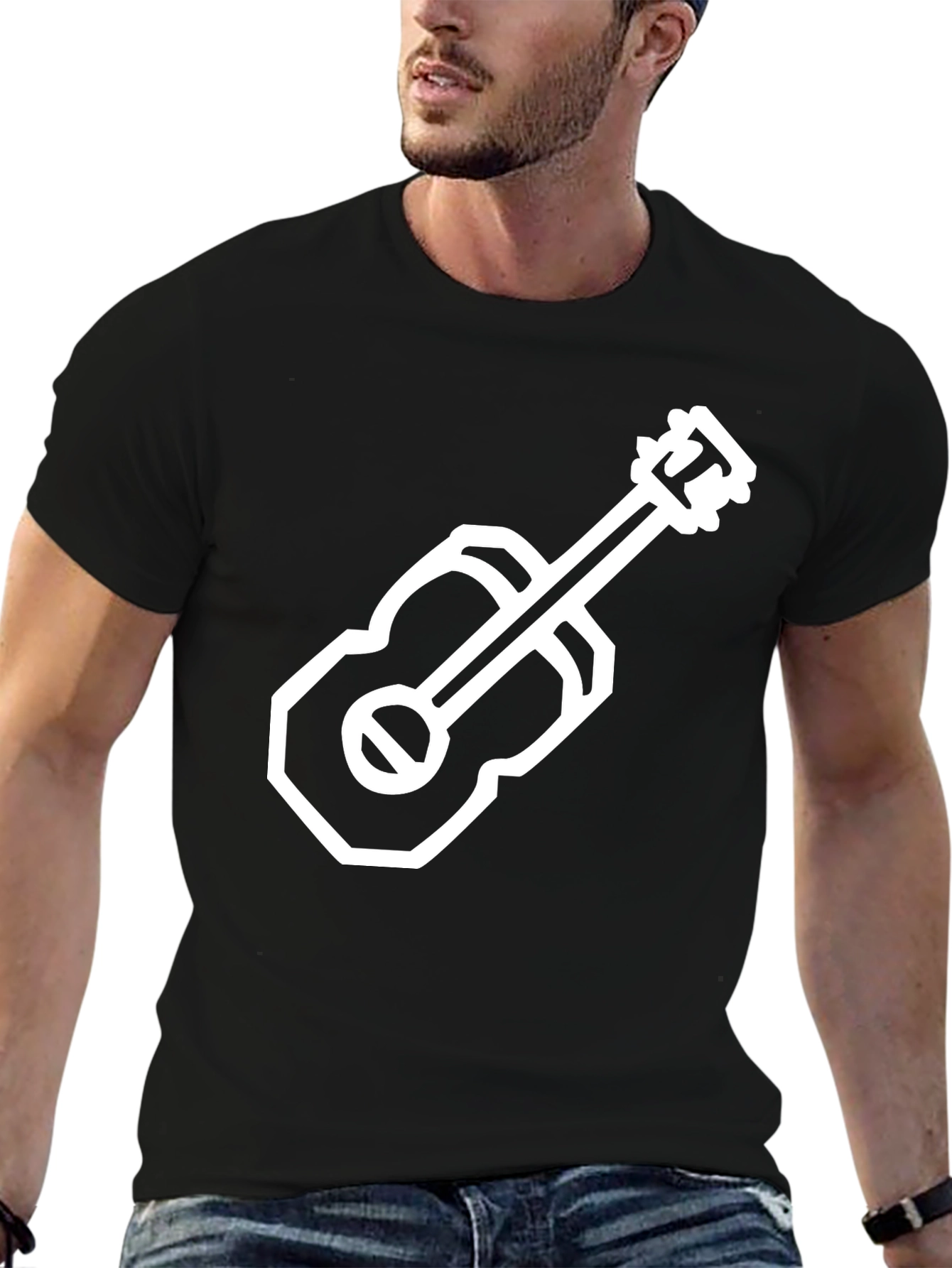 Modern Guitar Graphic Tee - Black