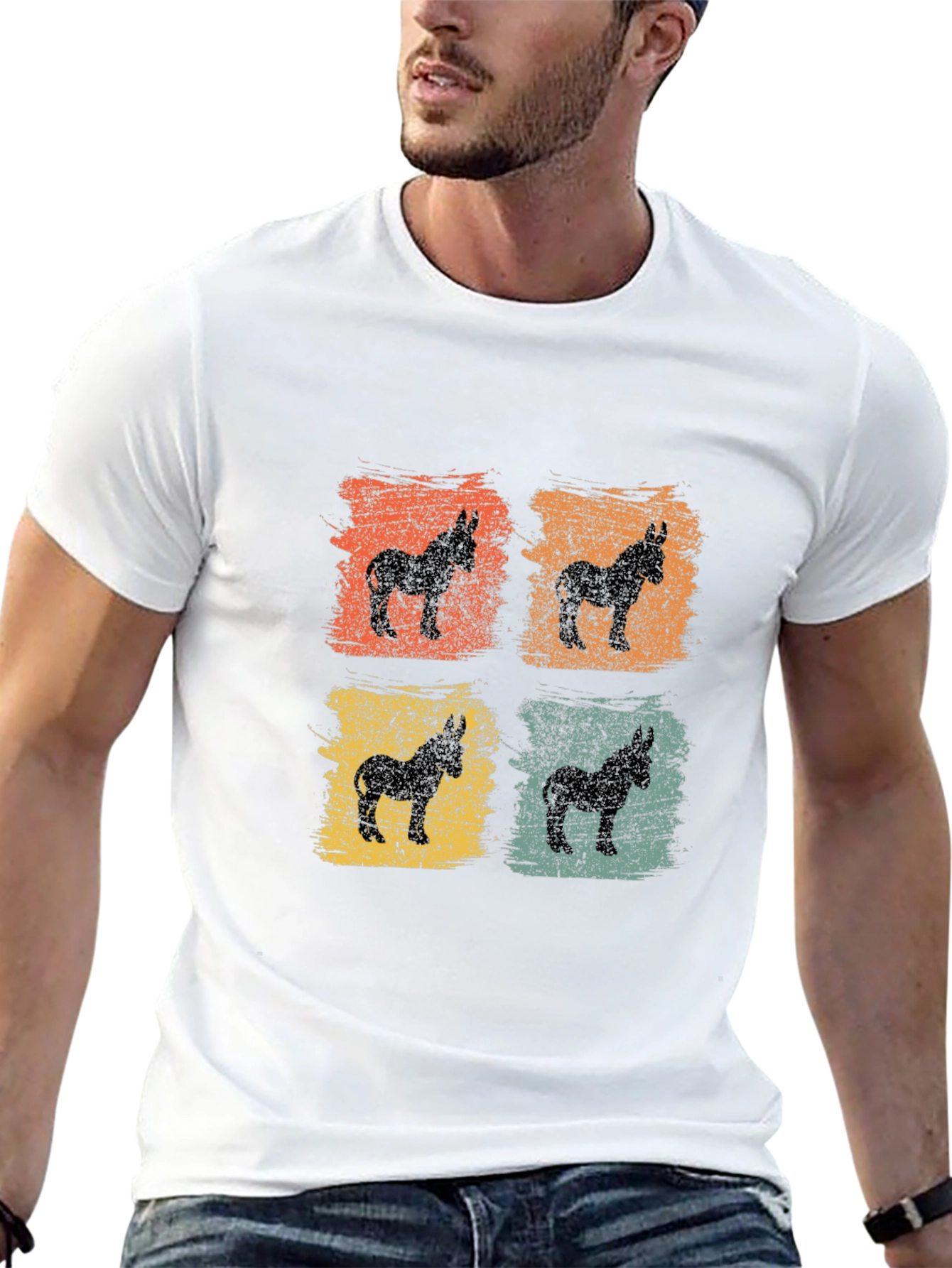 Retro Donkey Silhouette Graphic T-Shirt