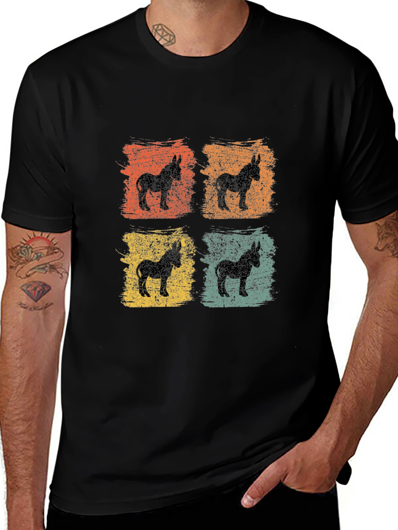 Retro Donkey Silhouette Graphic T-Shirt