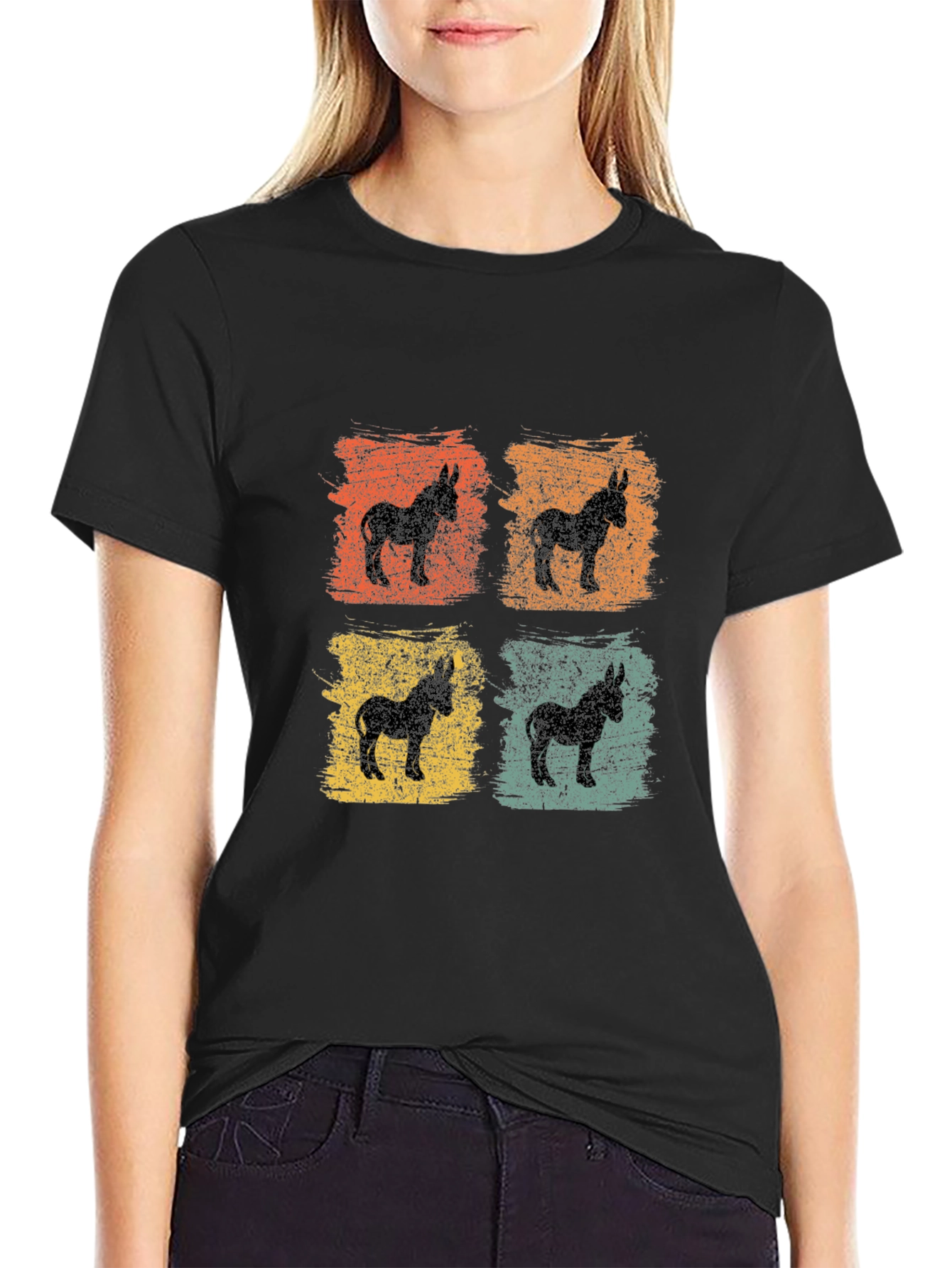Retro Donkey Silhouette Graphic T-Shirt