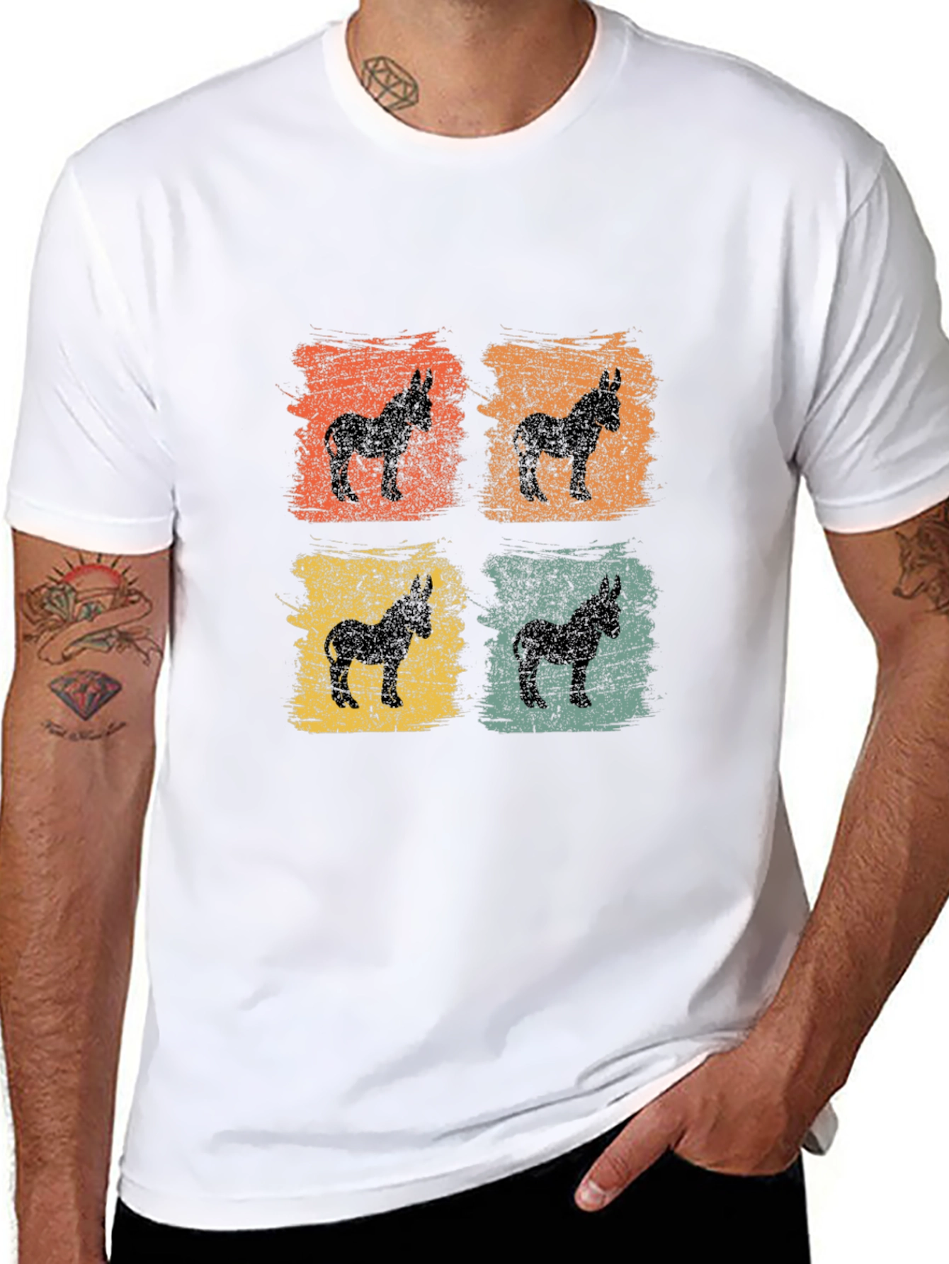 Retro Donkey Silhouette Graphic T-Shirt