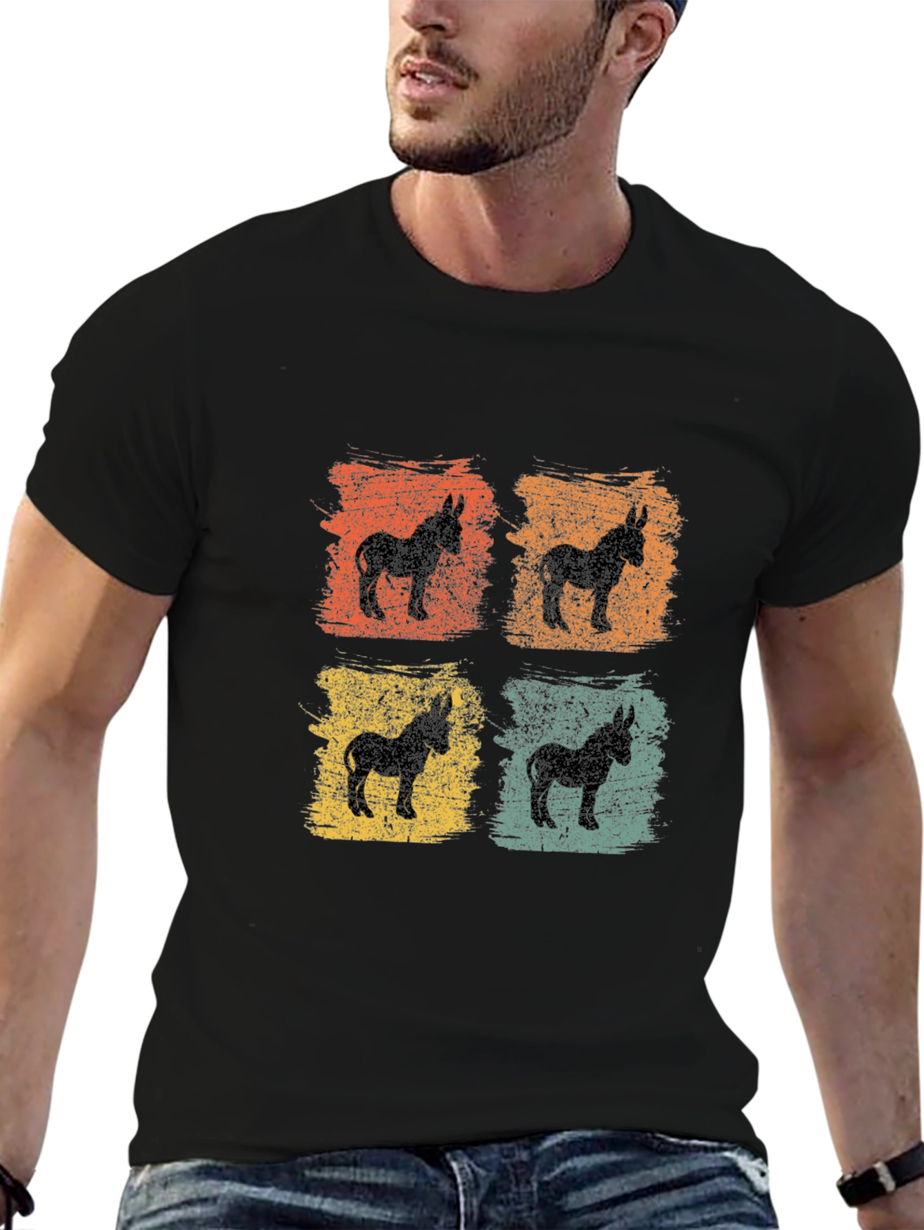 Retro Donkey Silhouette Graphic T-Shirt