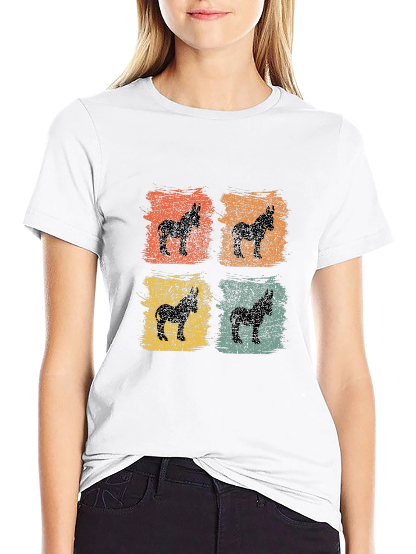 Retro Donkey Silhouette Graphic T-Shirt