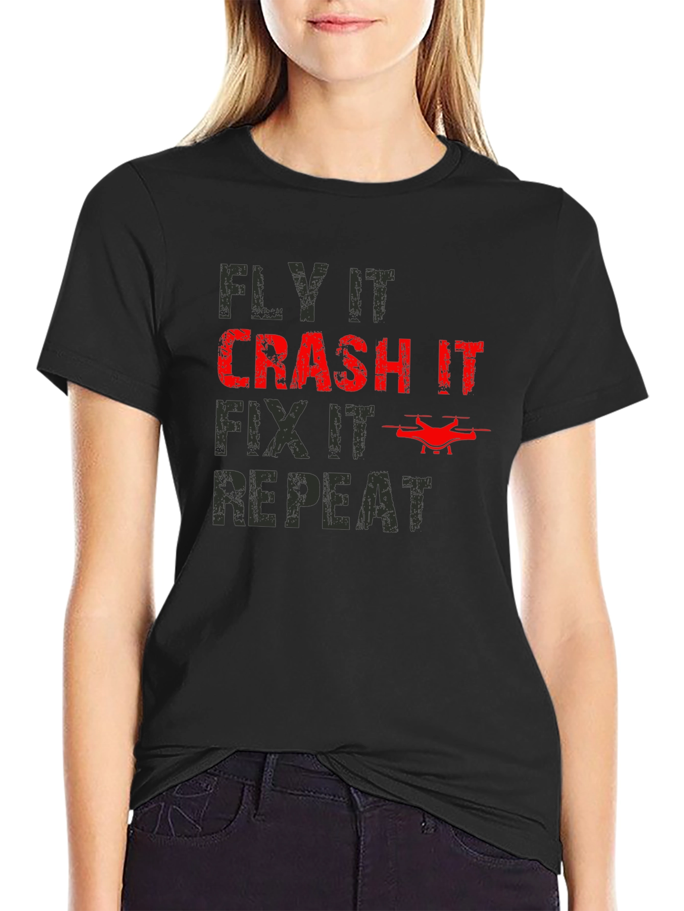 Fly Crash Fix Repeat Drone T-Shirt