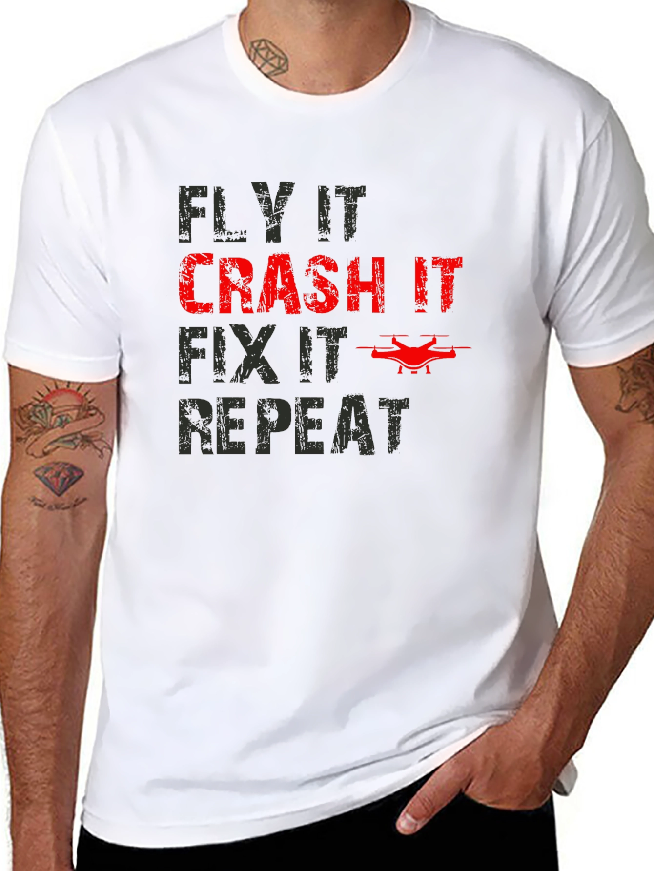 Fly Crash Fix Repeat Drone T-Shirt