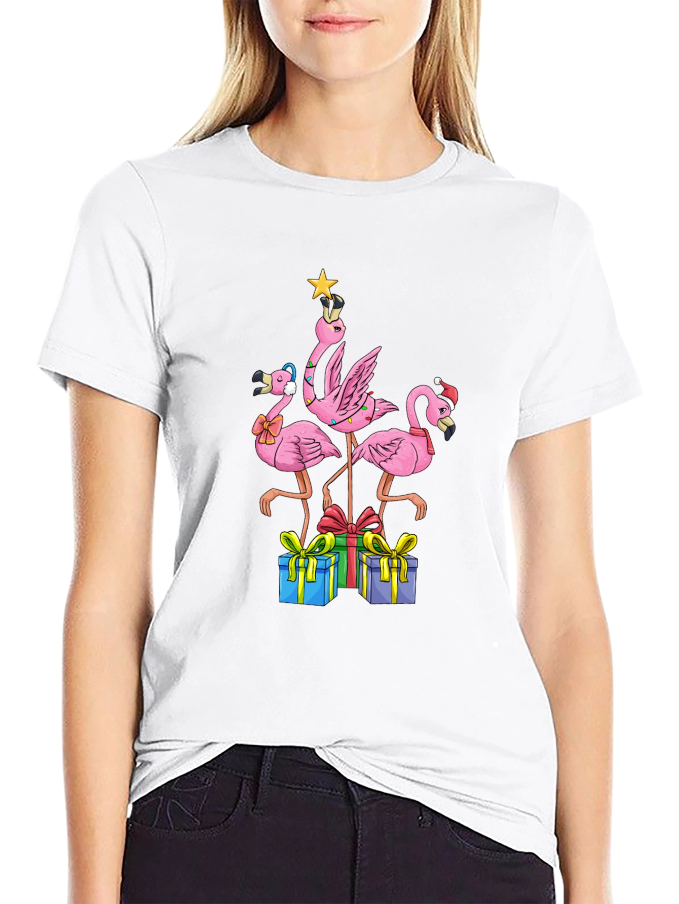 Festive Flamingo Christmas T-Shirt