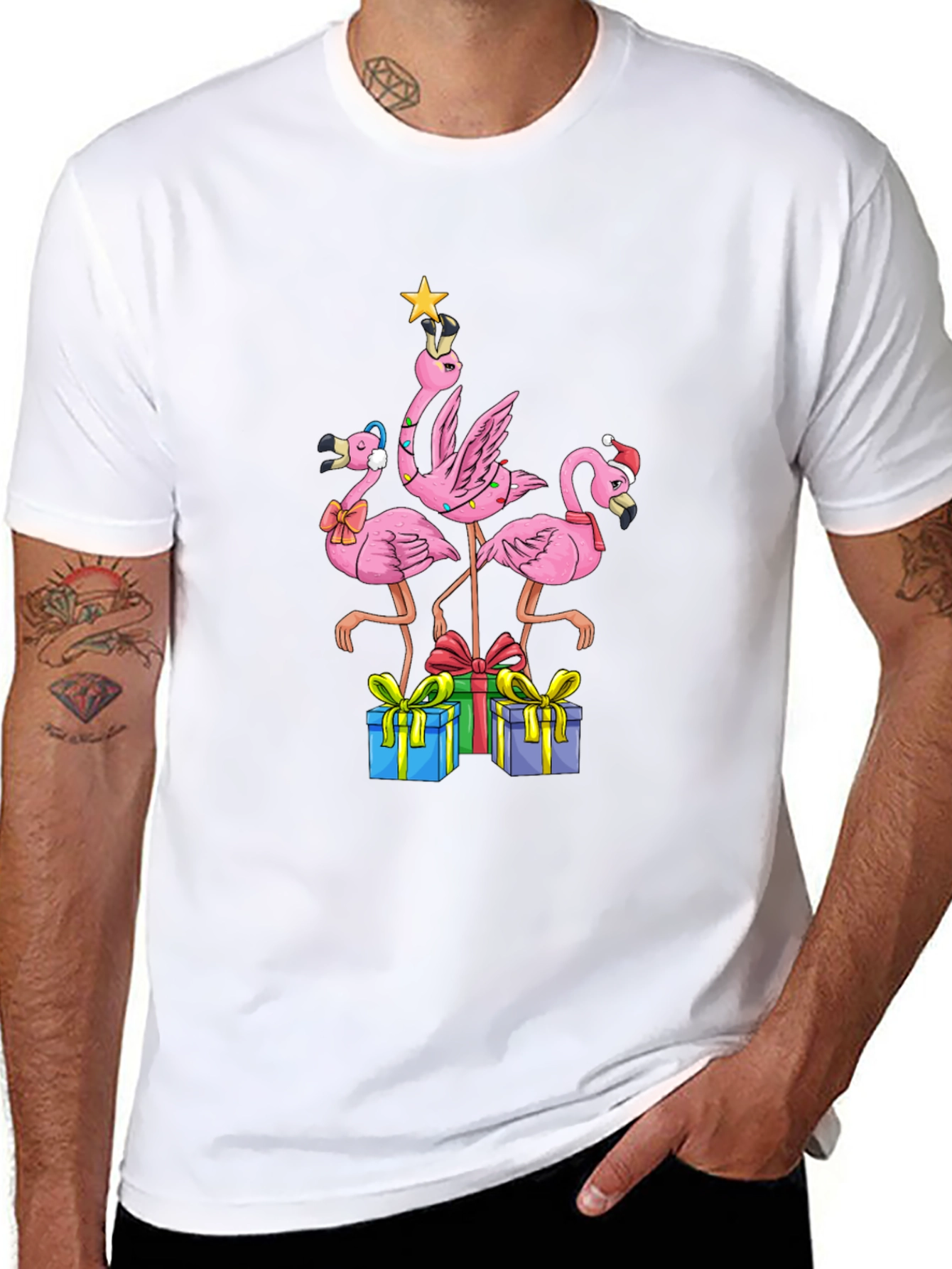 Festive Flamingo Christmas T-Shirt